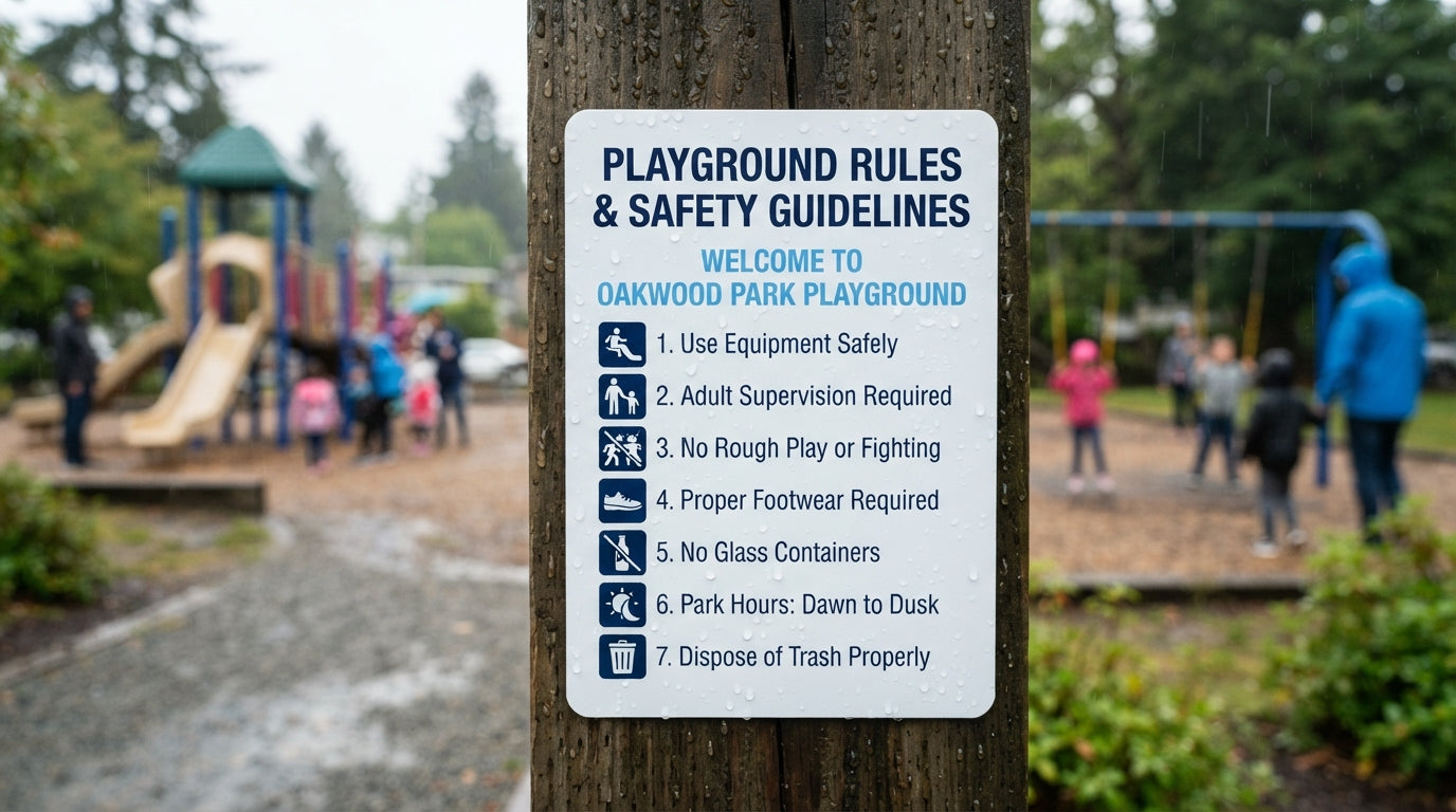 Waterproof Paper For Playground And Park Rules Signs