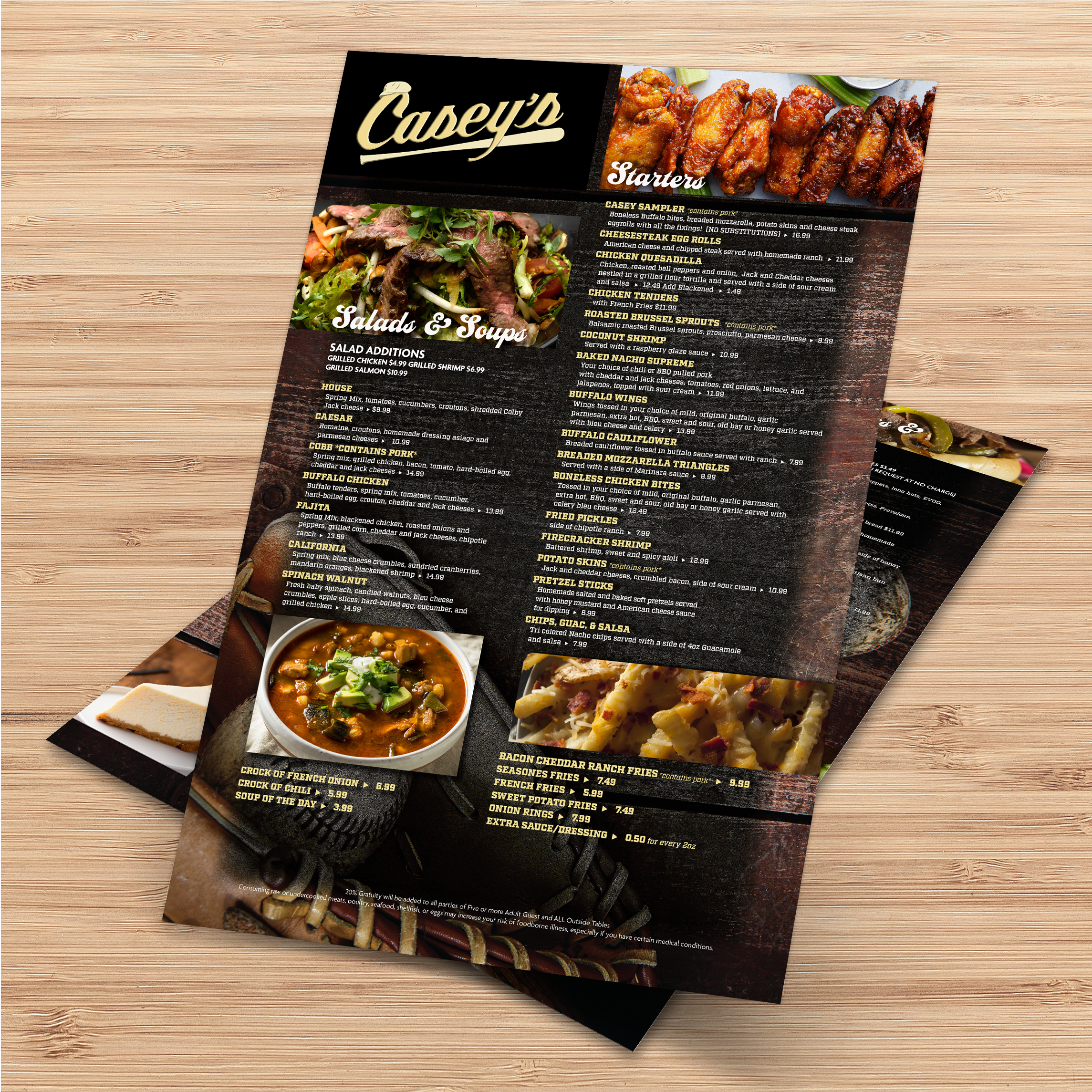 Waterproof Flat Table Menus 13" x 19" - TerraSlate Inc.