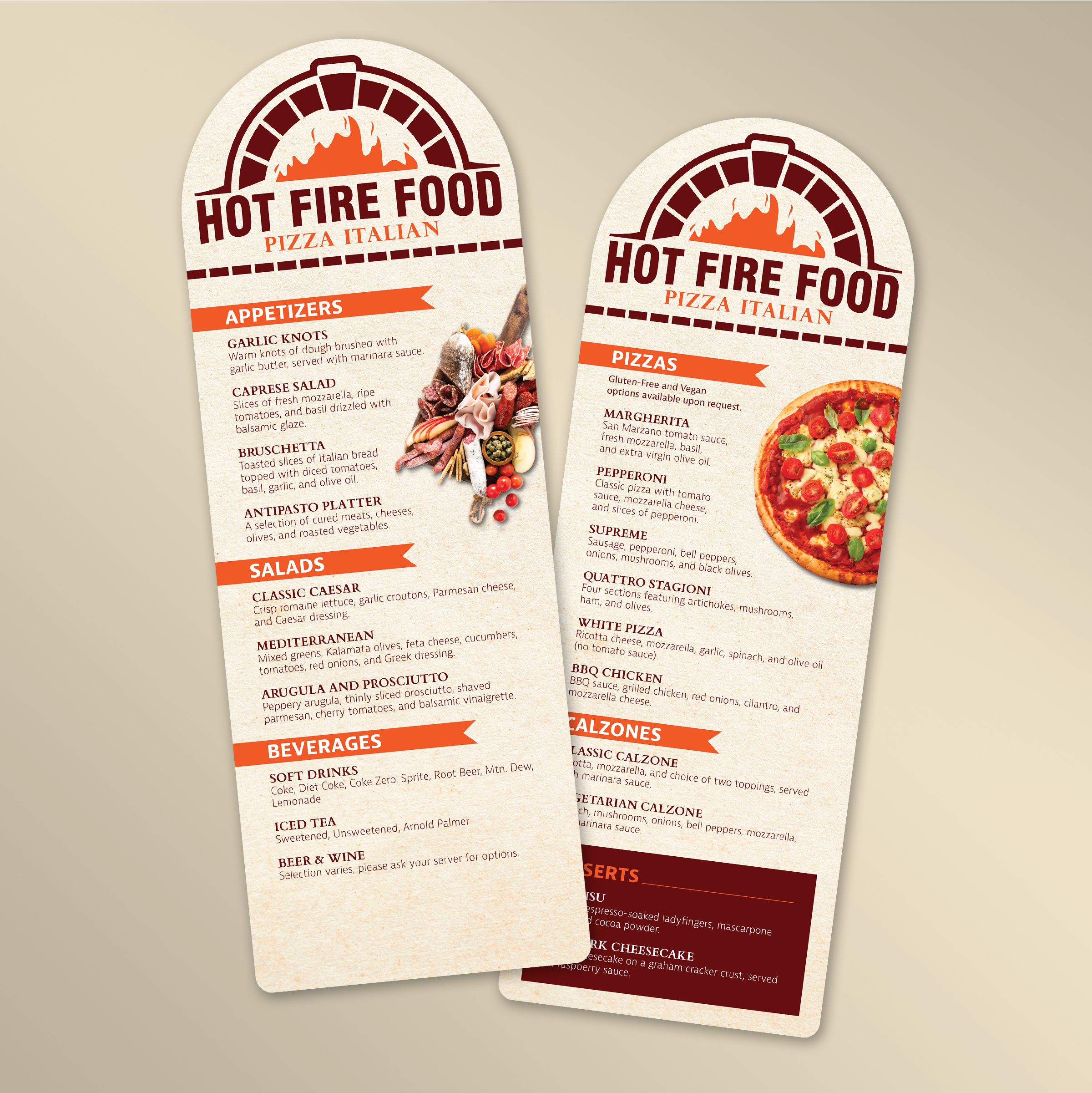 Hot Fire Pizza Die-Cut Menu Template - TerraSlate Inc.