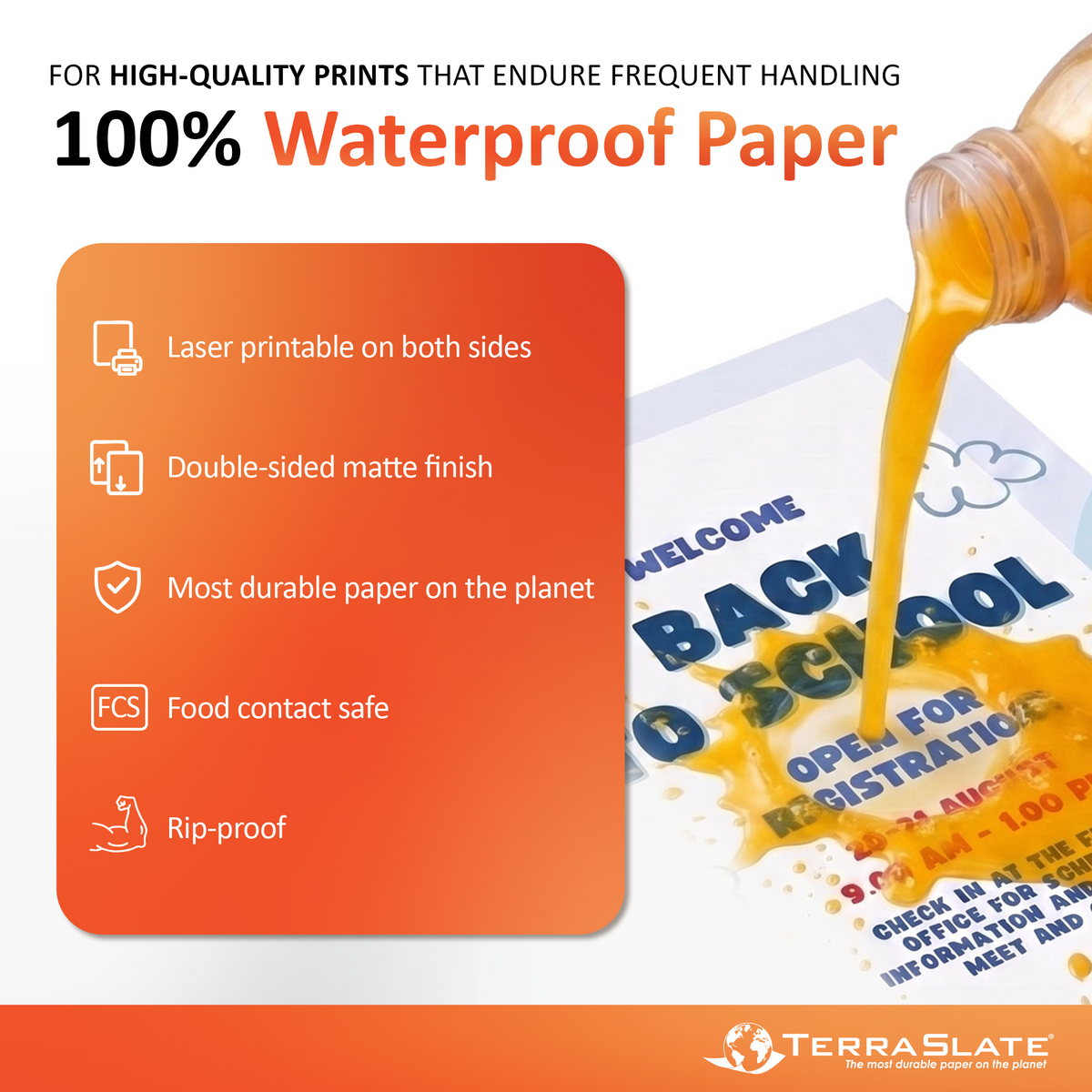 8 Mil Waterproof Copy Paper 8.5" x 14" Legal Size