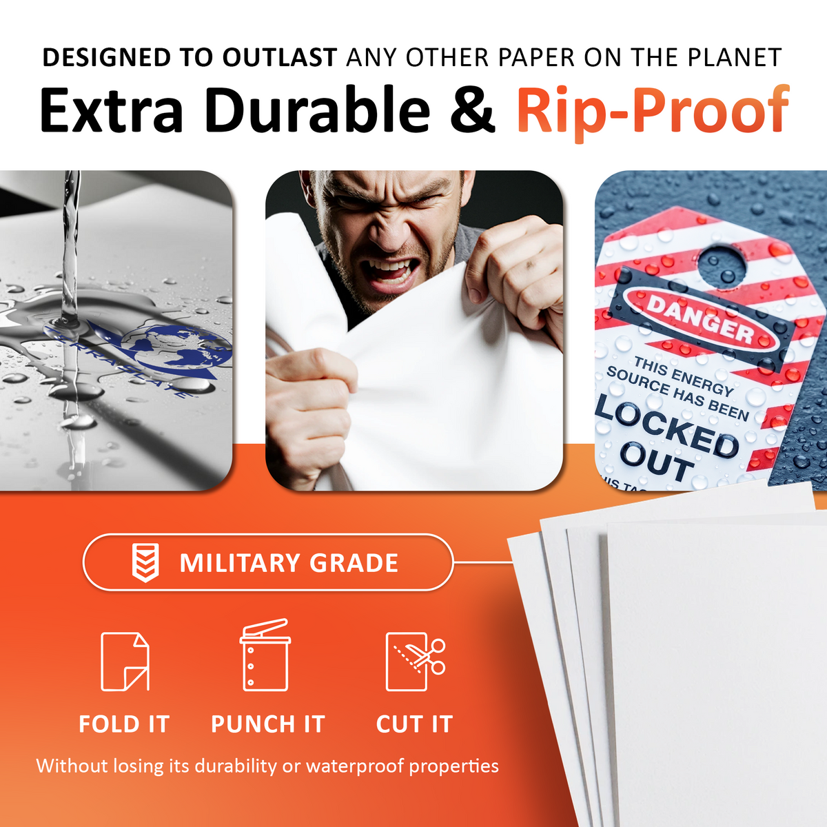 8 Mil Waterproof Copy Paper 8.5" x 14" Legal Size
