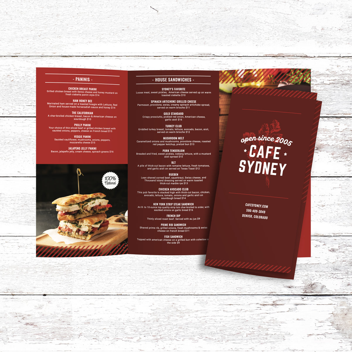 Modern Cafe Menu Template 12" x 18" Tri-Fold
