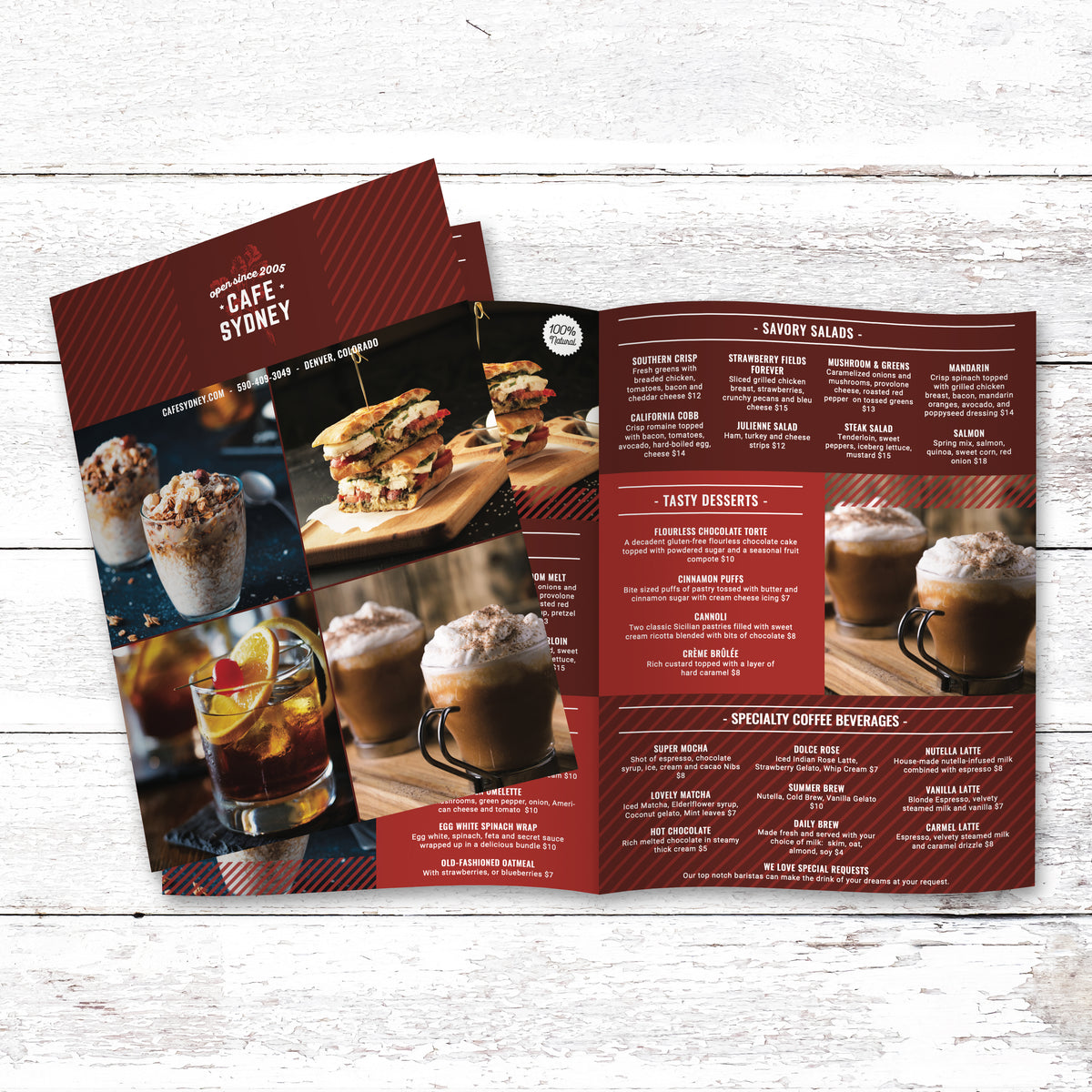 Modern Cafe Menu Template 13" x 19" Bi-Fold