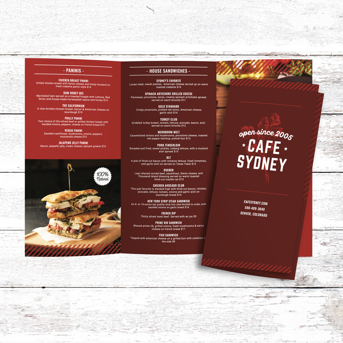 Modern Cafe Menu Template 13" x 19" Tri-Fold