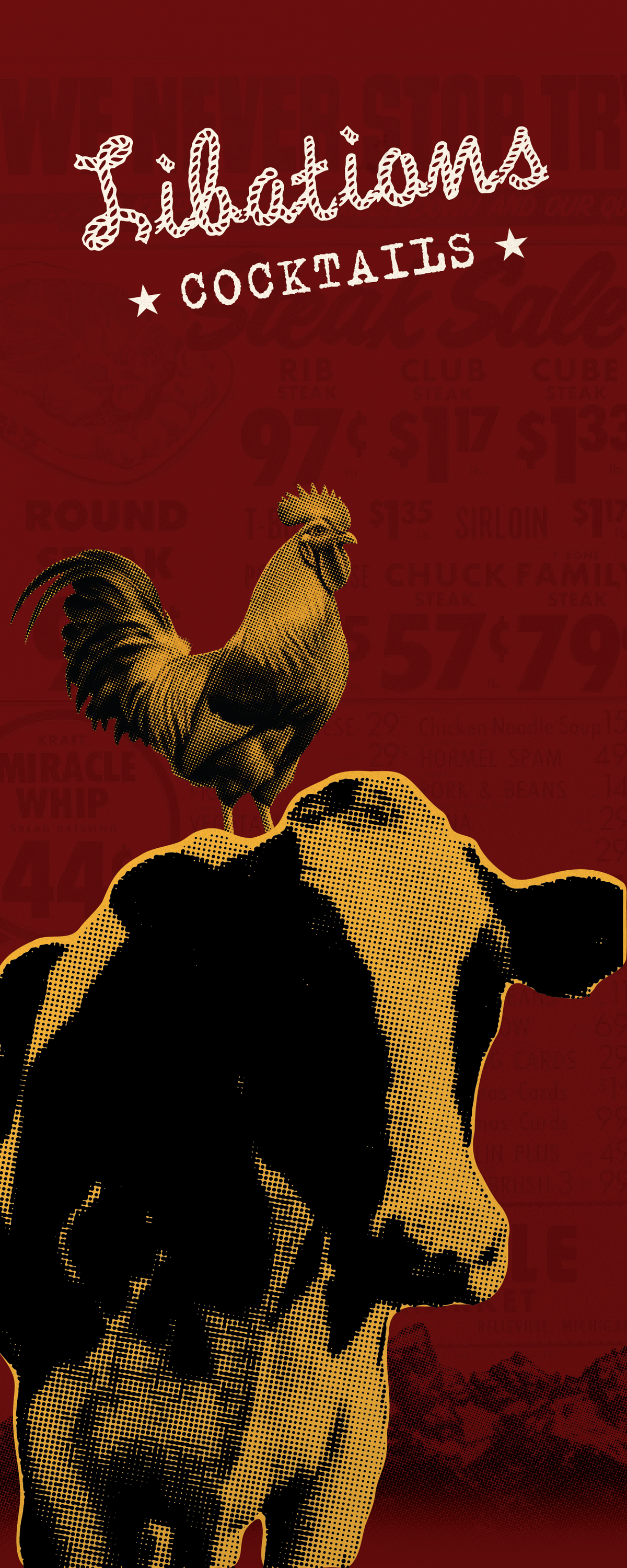 Upscale Western Steakhouse Menu Template - 4.25" x 11"