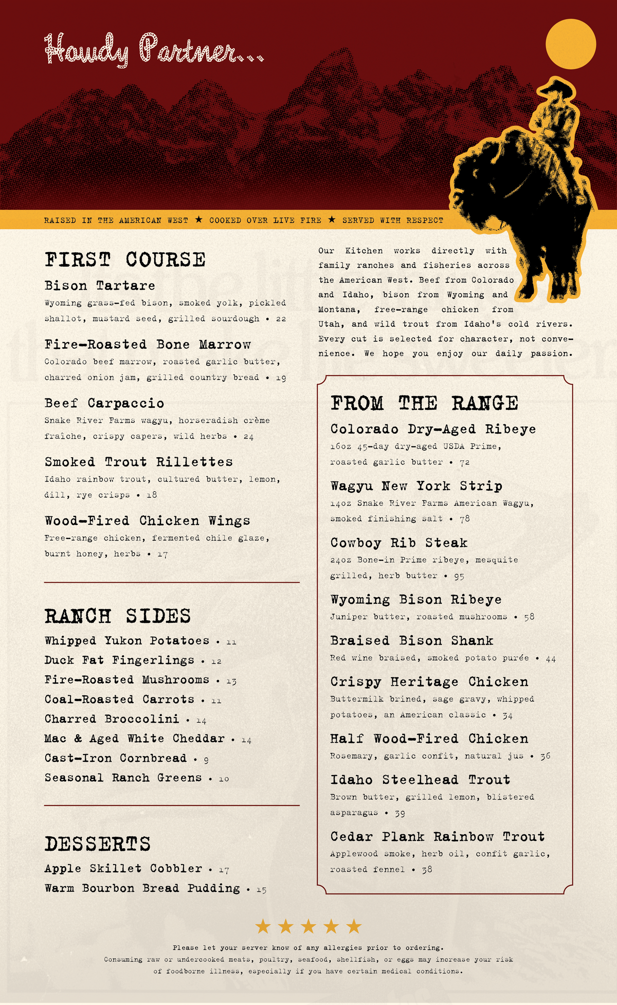 Upscale Western Steakhouse Menu Template - 8.5" x 14"
