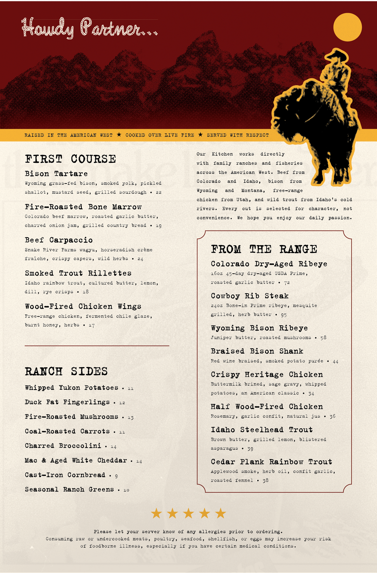 Upscale Western Steakhouse Menu Template - 5.5" x 8.5"