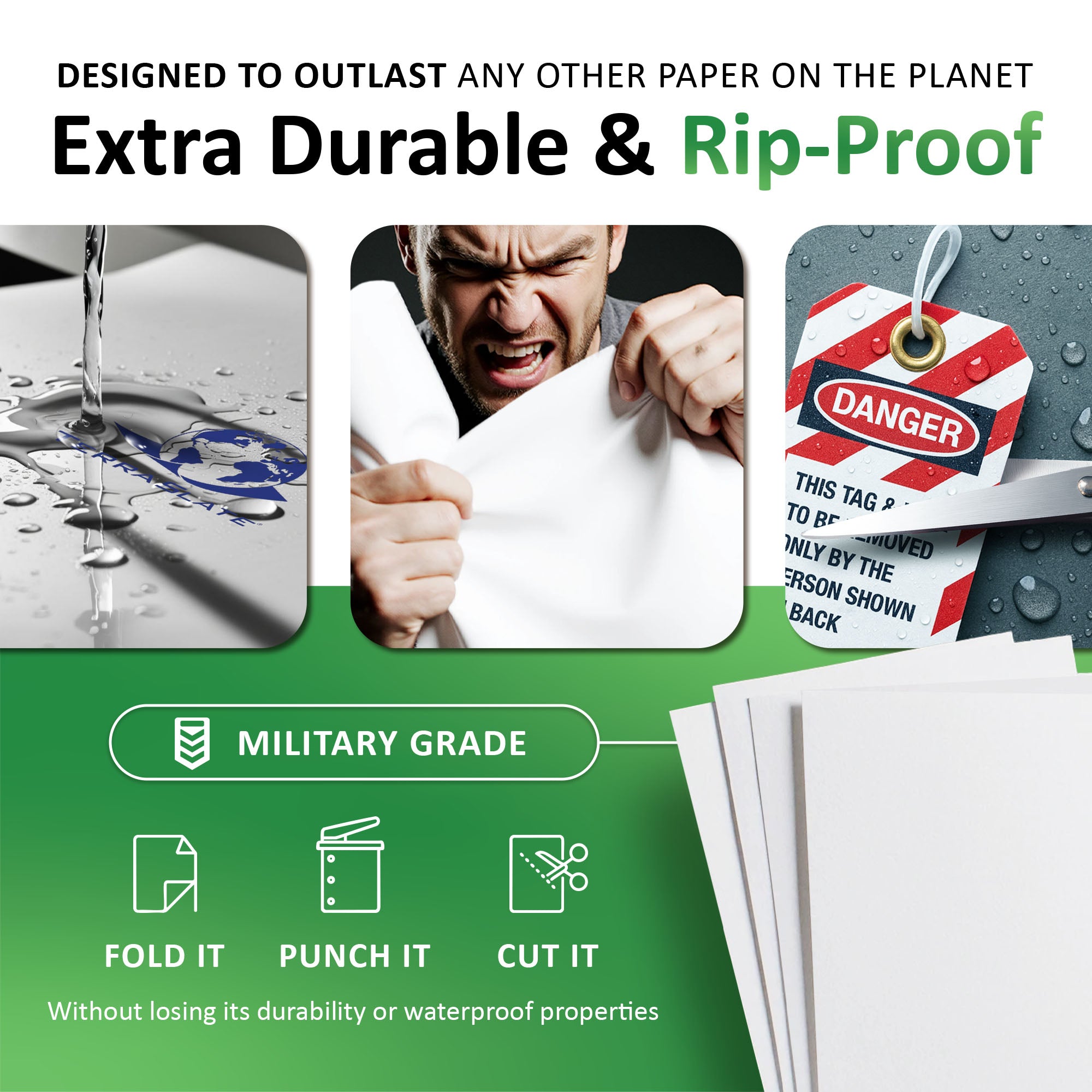 10 Mil Waterproof Copy Paper 8.5" x 11" Letter Size