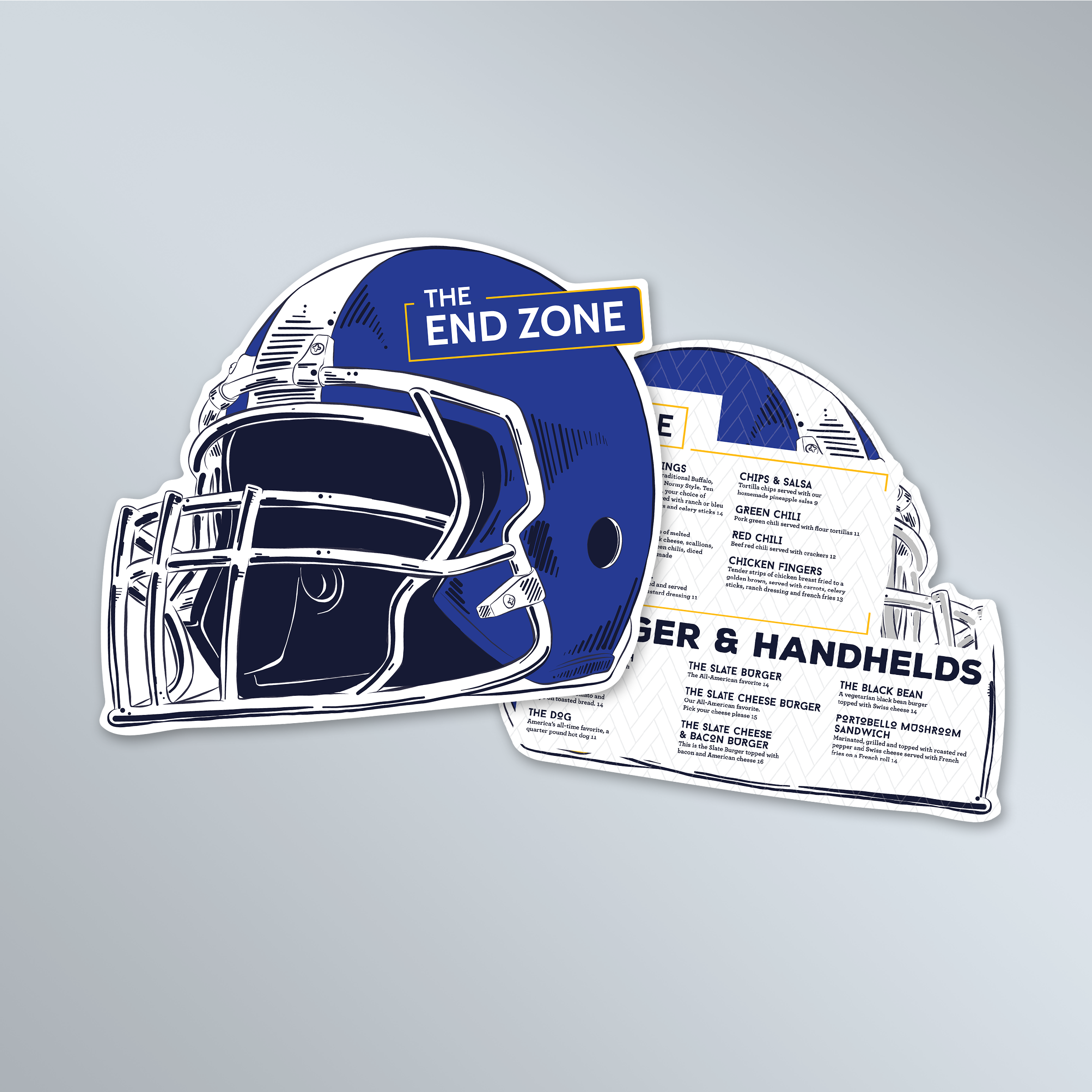 The End Zone Die-Cut Menu Template - TerraSlate Inc.
