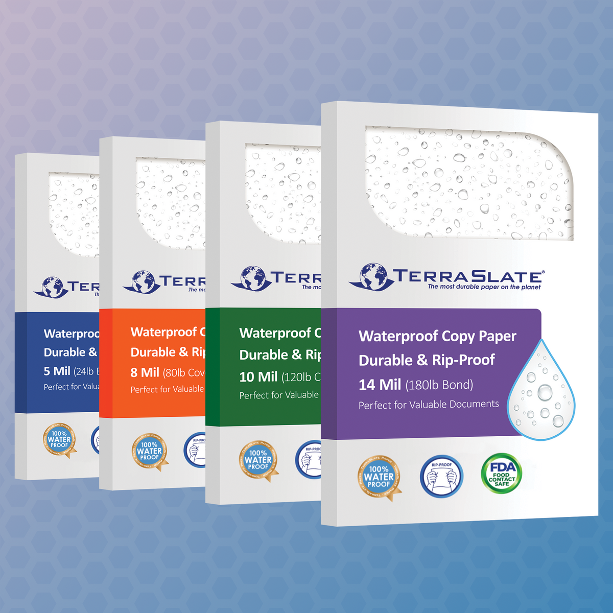 Muestras de papel impermeable TerraSlate