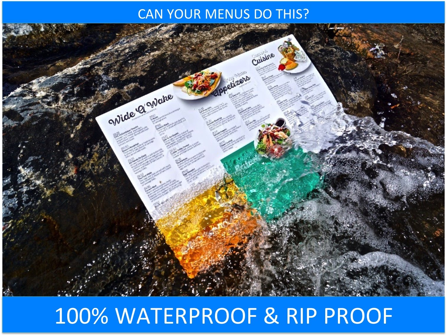 Pack d'échantillons de menus imperméables