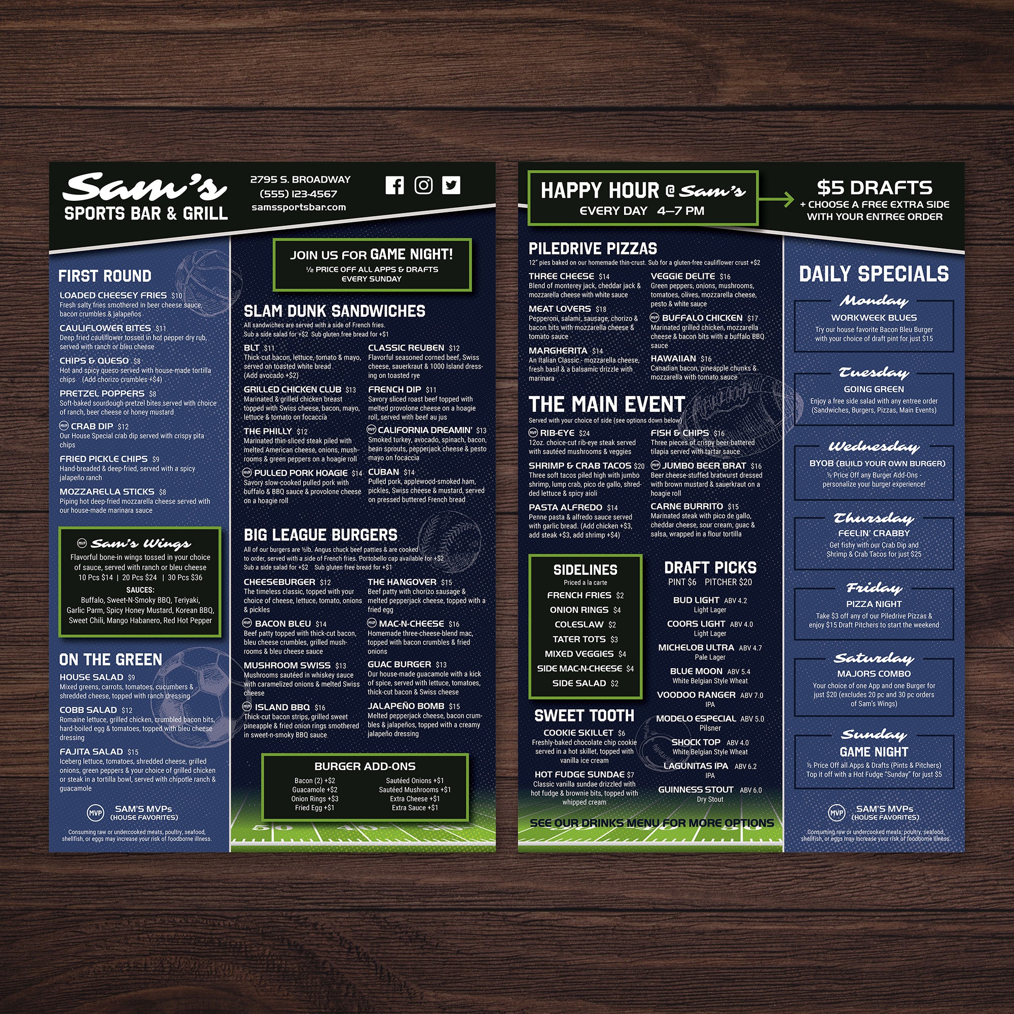 Sports Bar Template 11" x 17" - TerraSlate Inc.