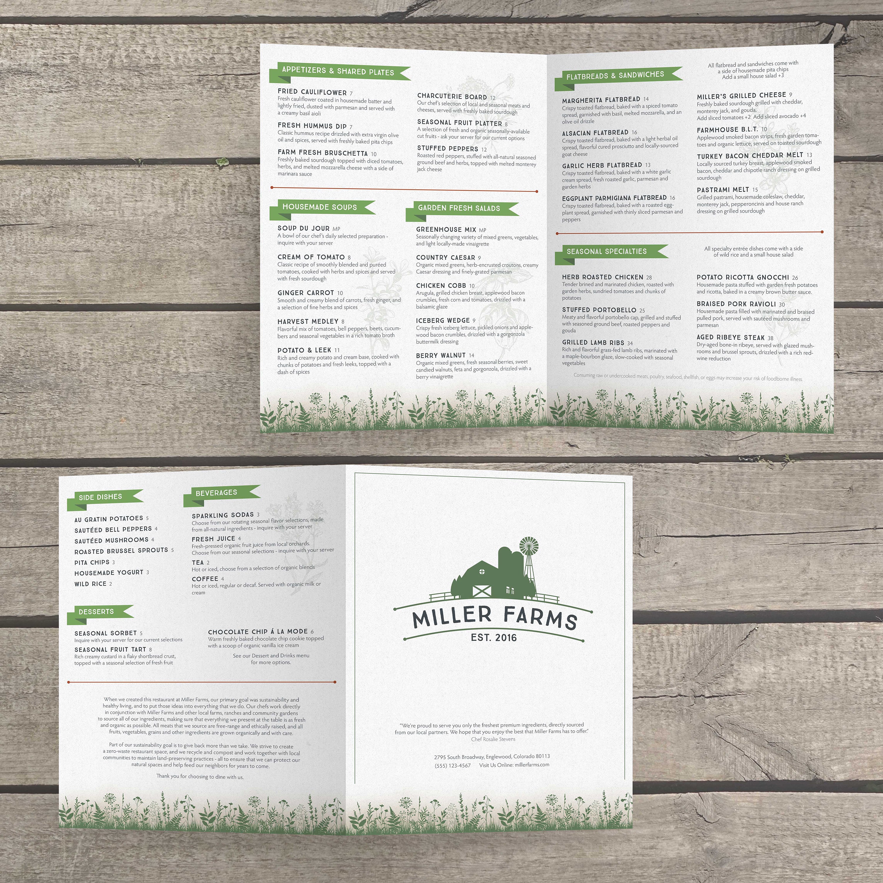 Farm to Table Template 11" x 17" Bifold - TerraSlate Inc.