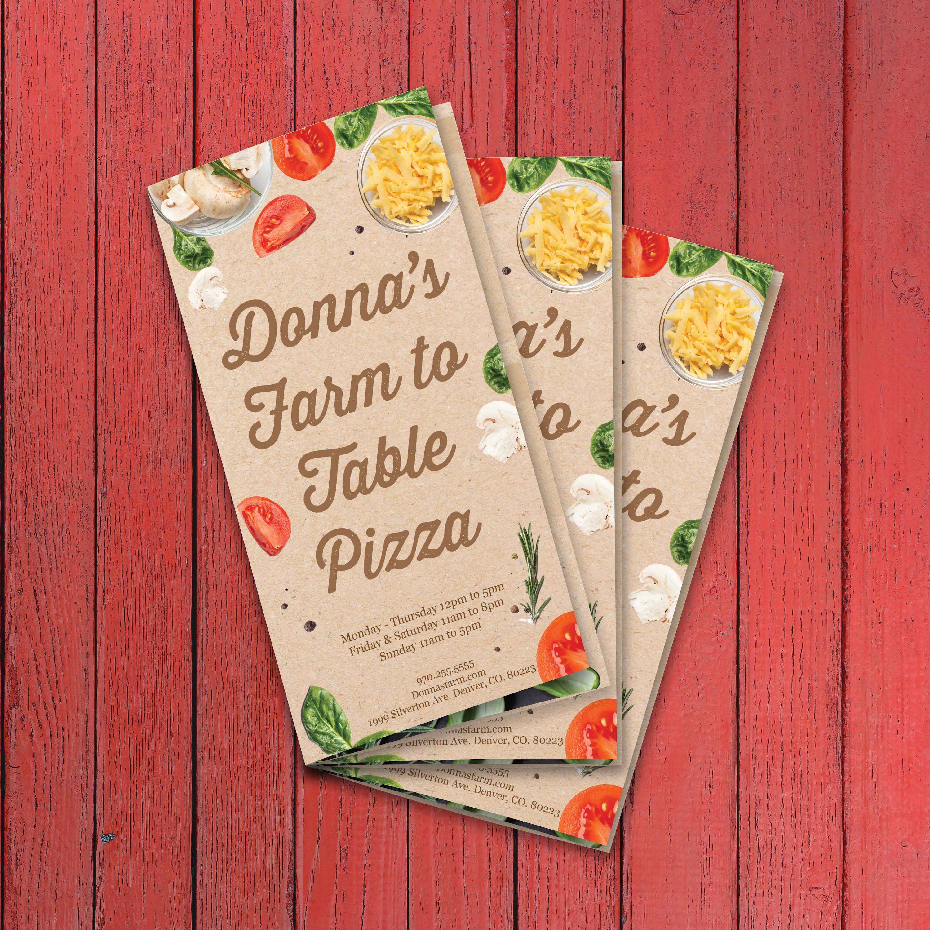 Farm to Table Pizza Menu Template 11" x 17" Tri-Fold - TerraSlate Inc.