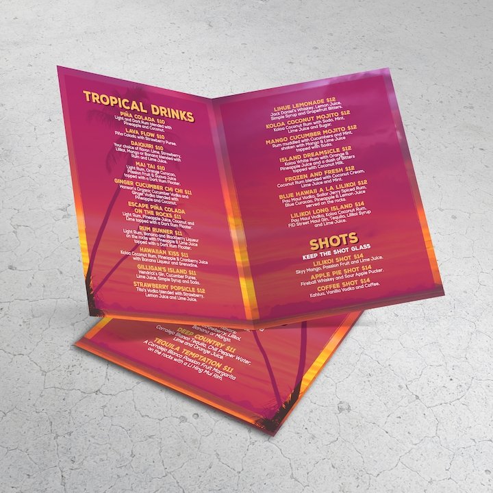 13" x 19" Bi-Fold Waterproof Menus - TerraSlate Inc.