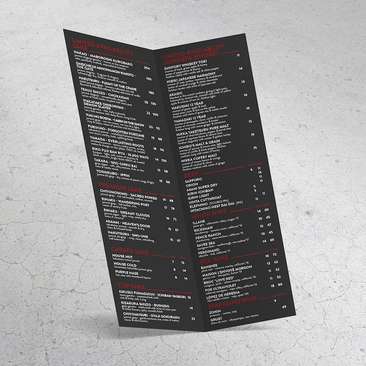 13" x 19" Bi-Fold Waterproof Menus - TerraSlate Inc.