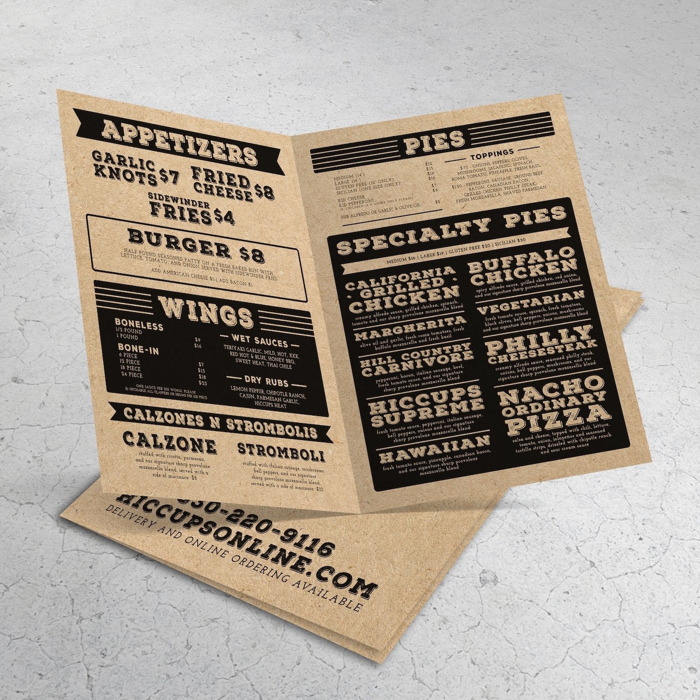 12" x 18" Bi-Fold Waterproof Menus - TerraSlate Inc.