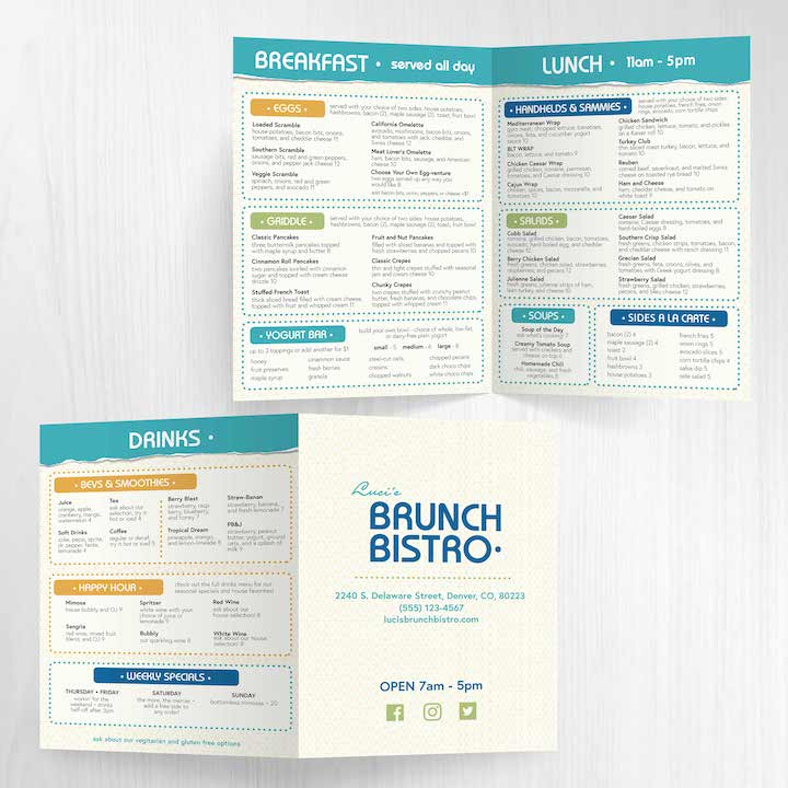 Modern Bistro Menu Template 12" x 18" Bi-Fold - TerraSlate Inc.
