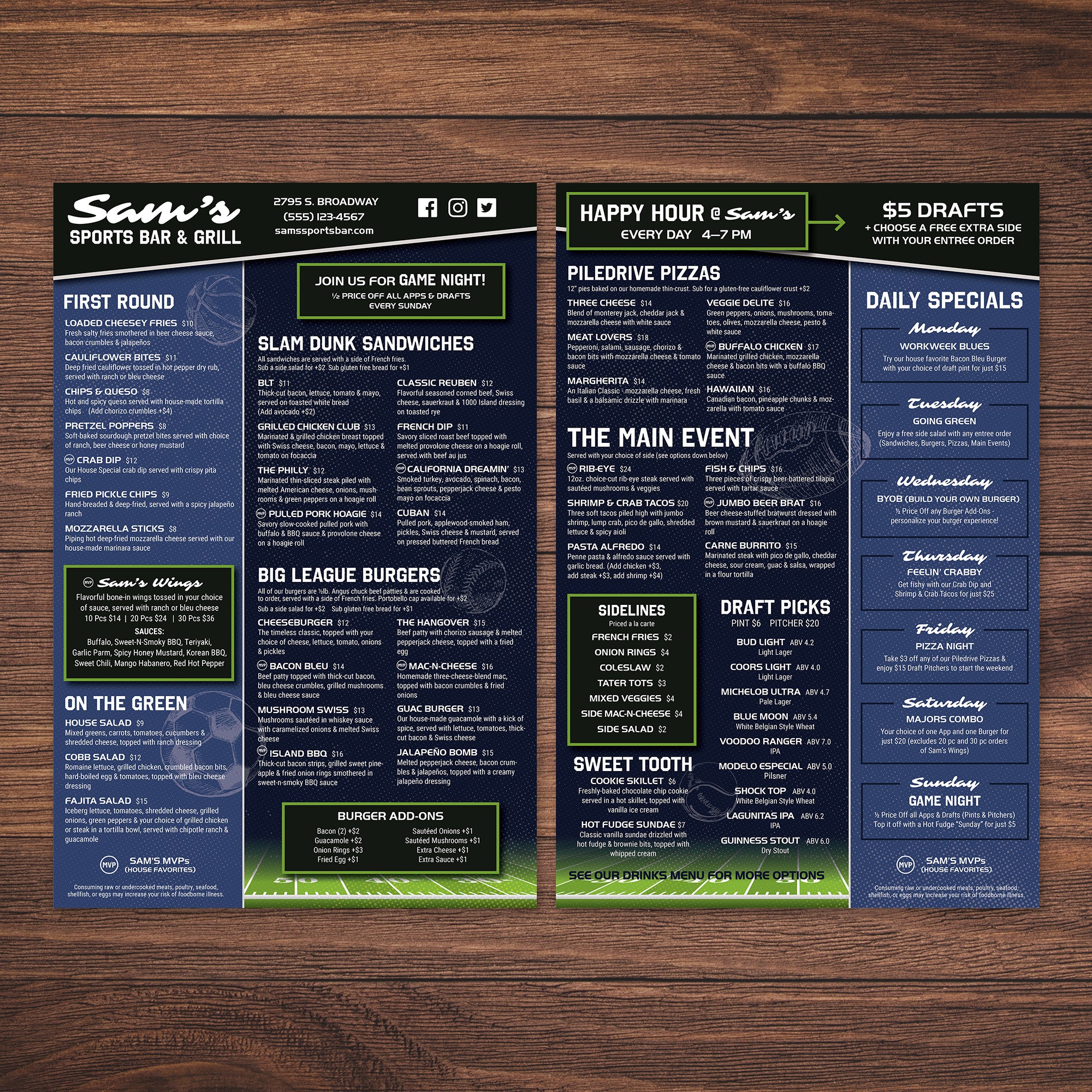 Sports Bar Template 12" x 18" - TerraSlate Inc.