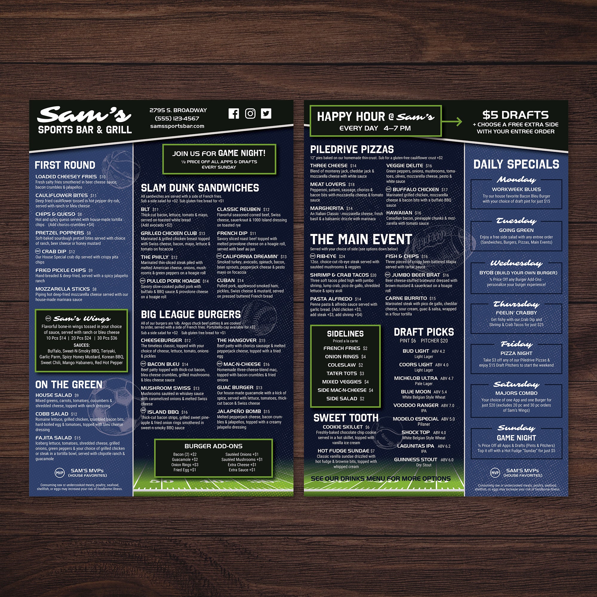 Sports Bar Template 12" x 18" - TerraSlate Inc.