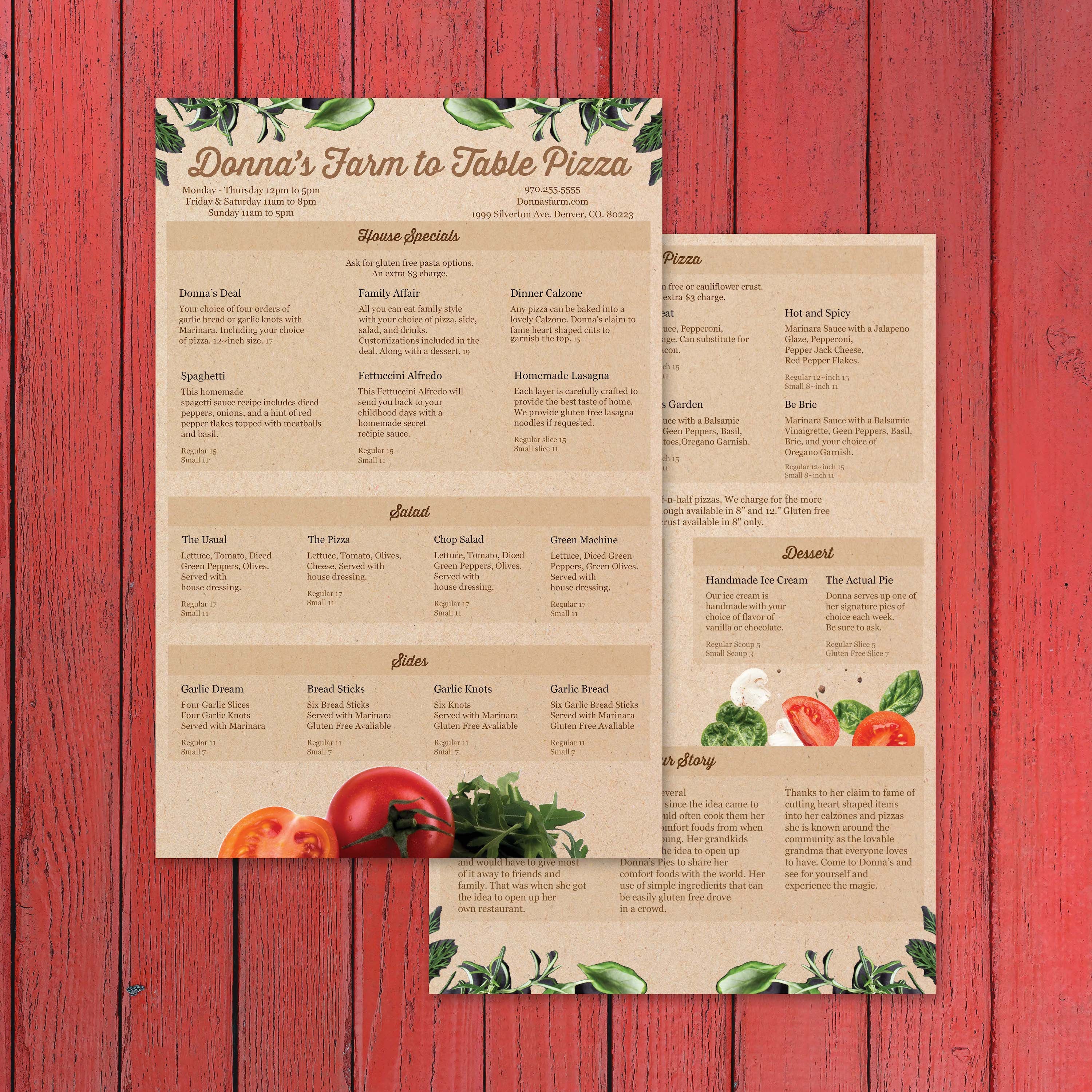Farm to Table Pizza Menu Template 12" x 18" - TerraSlate Inc.
