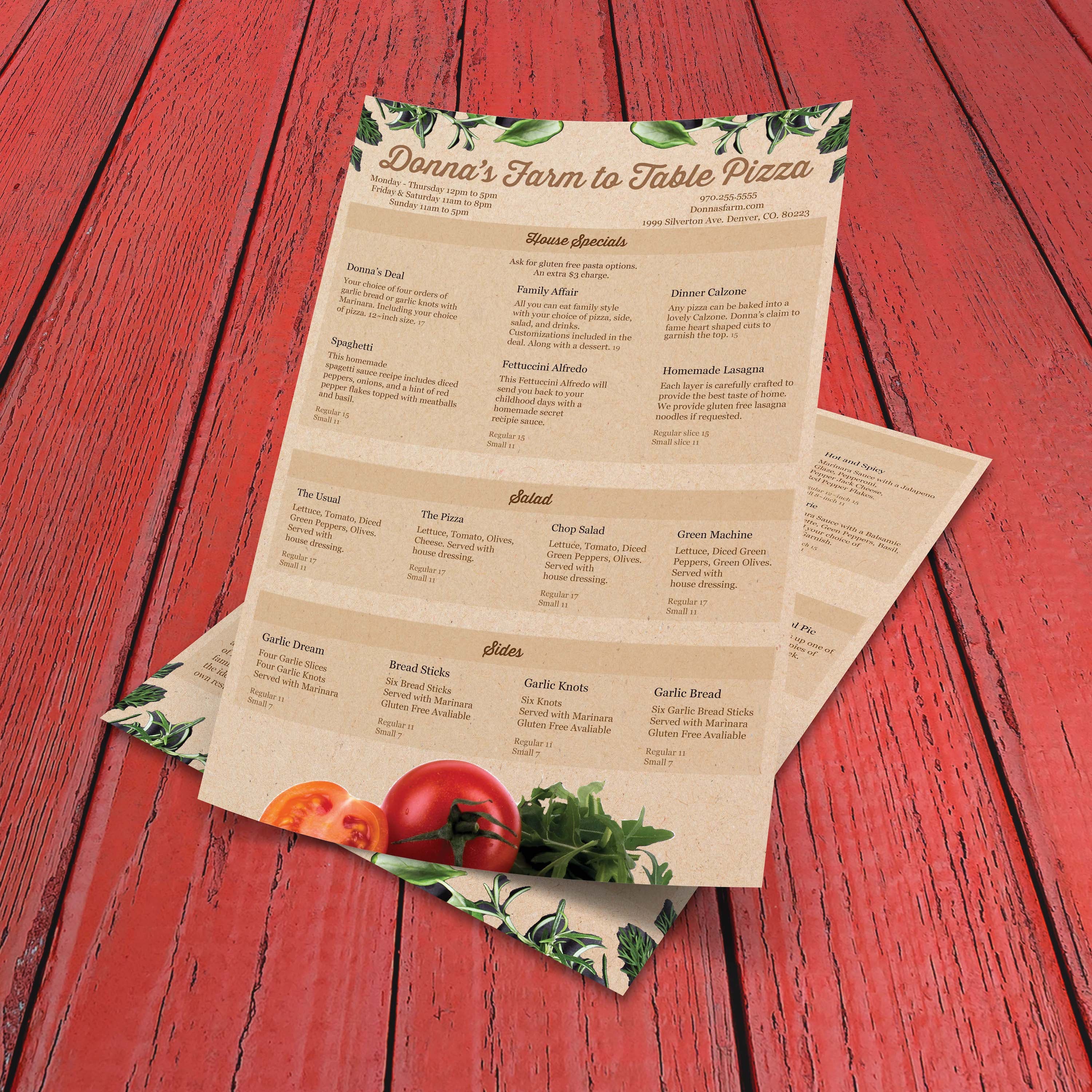 Farm to Table Pizza Menu Template 12" x 18" - TerraSlate Inc.