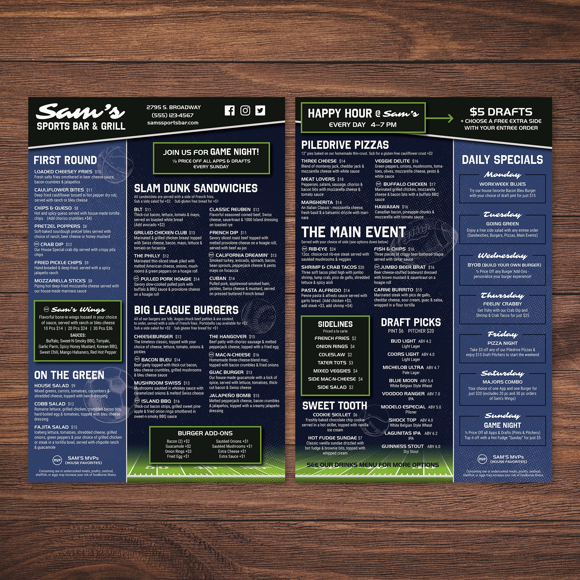 Sports Bar Template 13" x 19" - TerraSlate Inc.