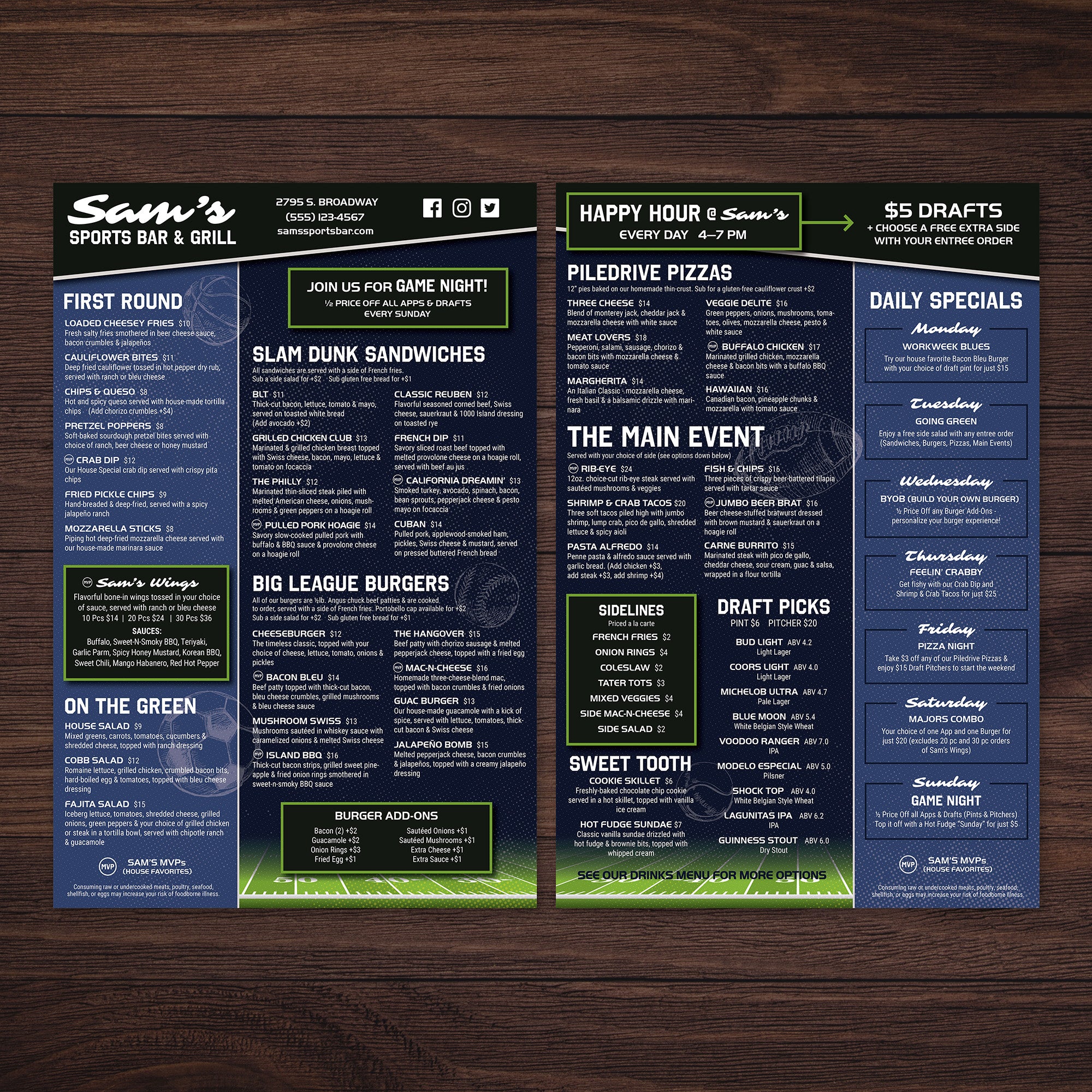 Sports Bar Template 13" x 19" - TerraSlate Inc.