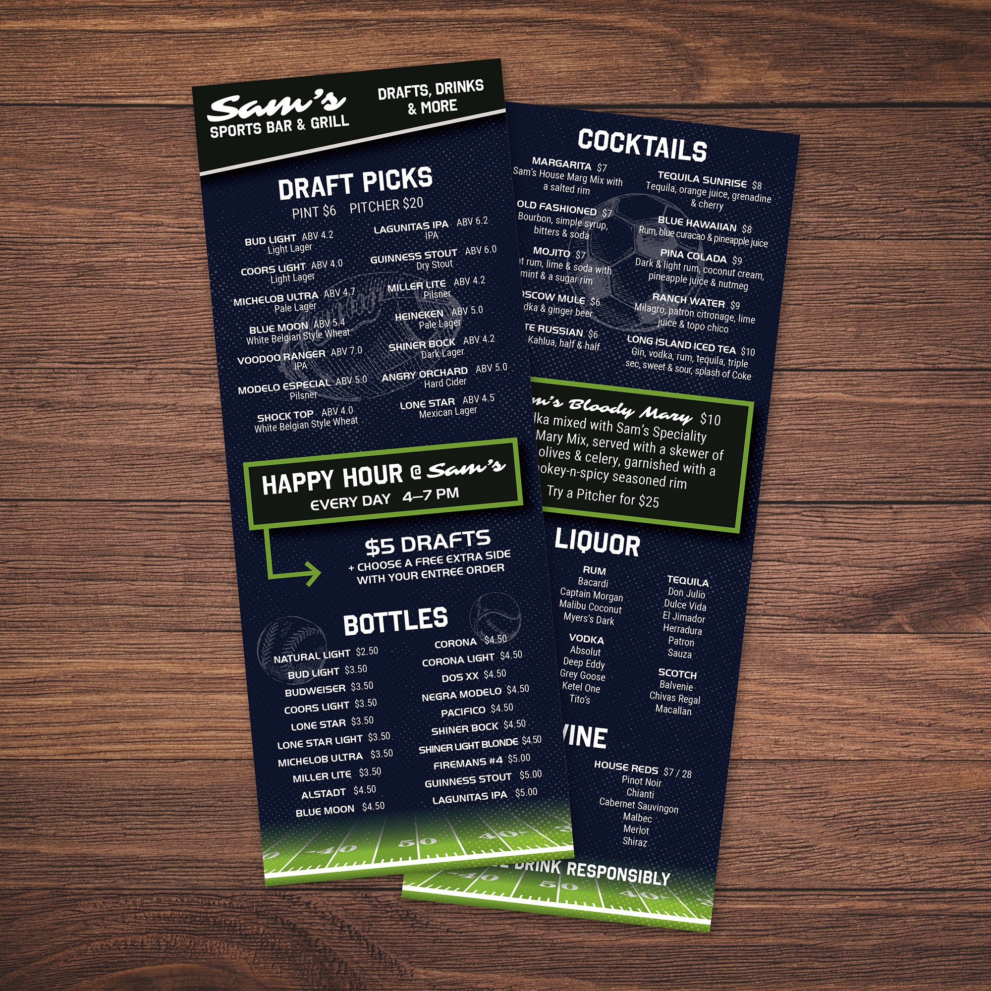 Sports Bar Template 4.25" x 11" - TerraSlate Inc.