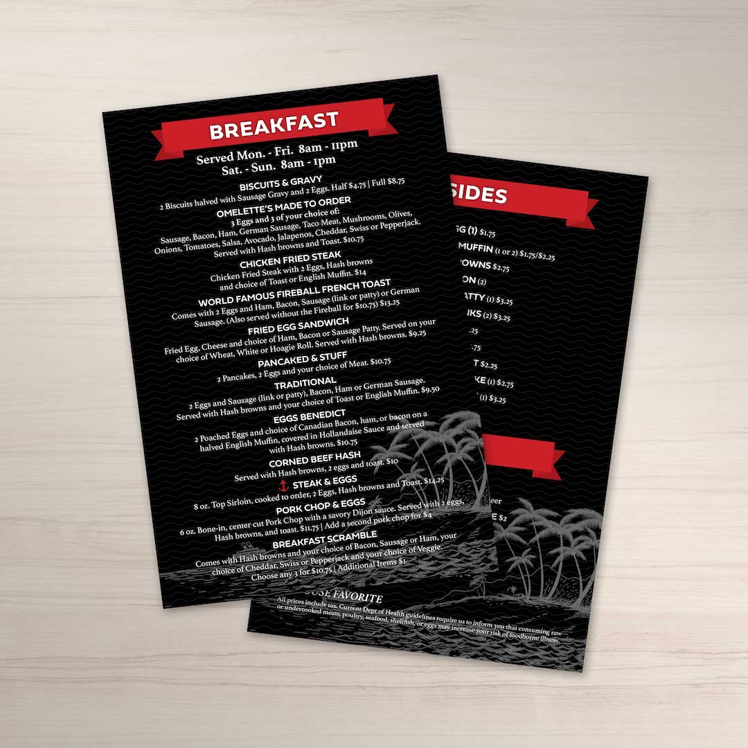 Waterproof Flat Table Menus 4" x 6" - TerraSlate Inc.