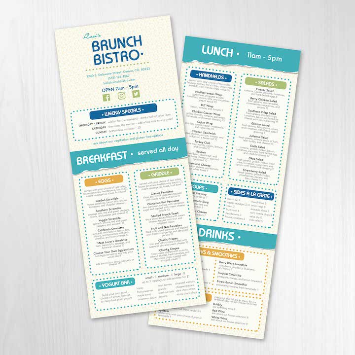 Modern Bistro Menu Template 6" x 15" - TerraSlate Inc.