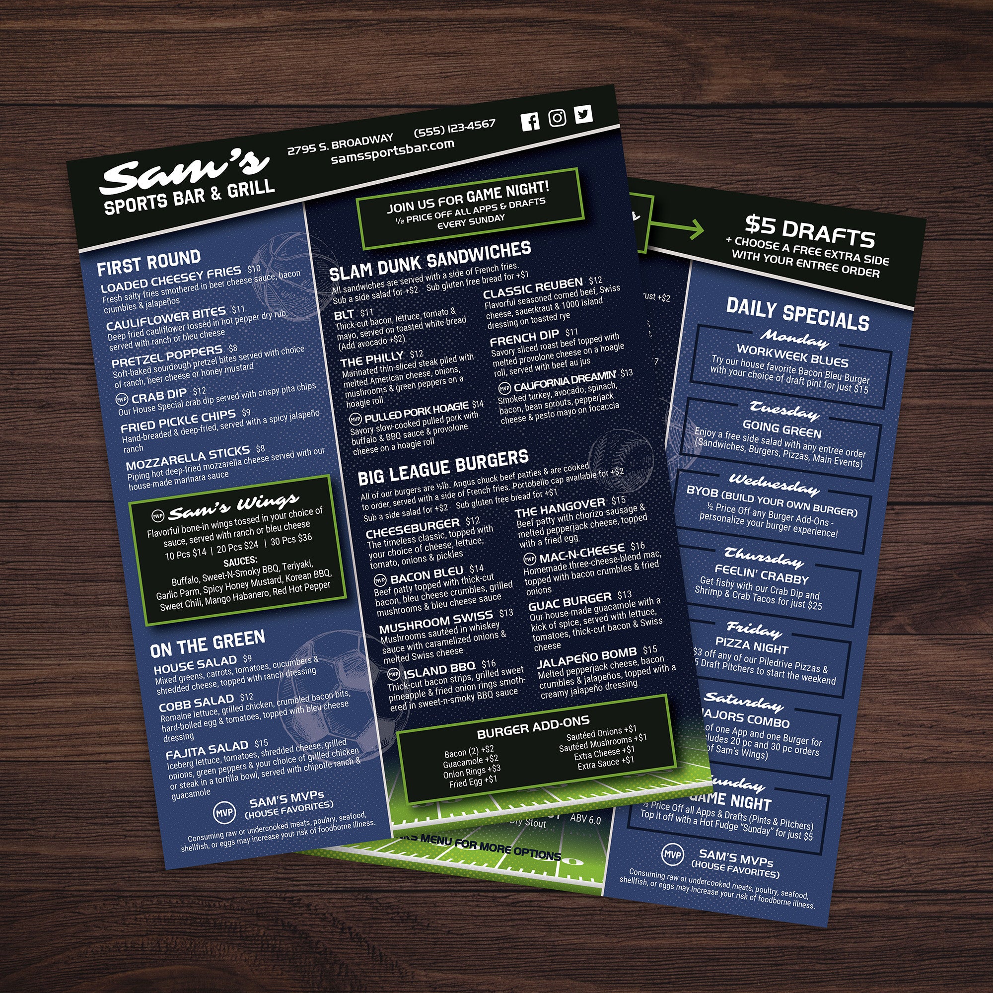 Sports Bar Template 8.5" x 11" - TerraSlate Inc.