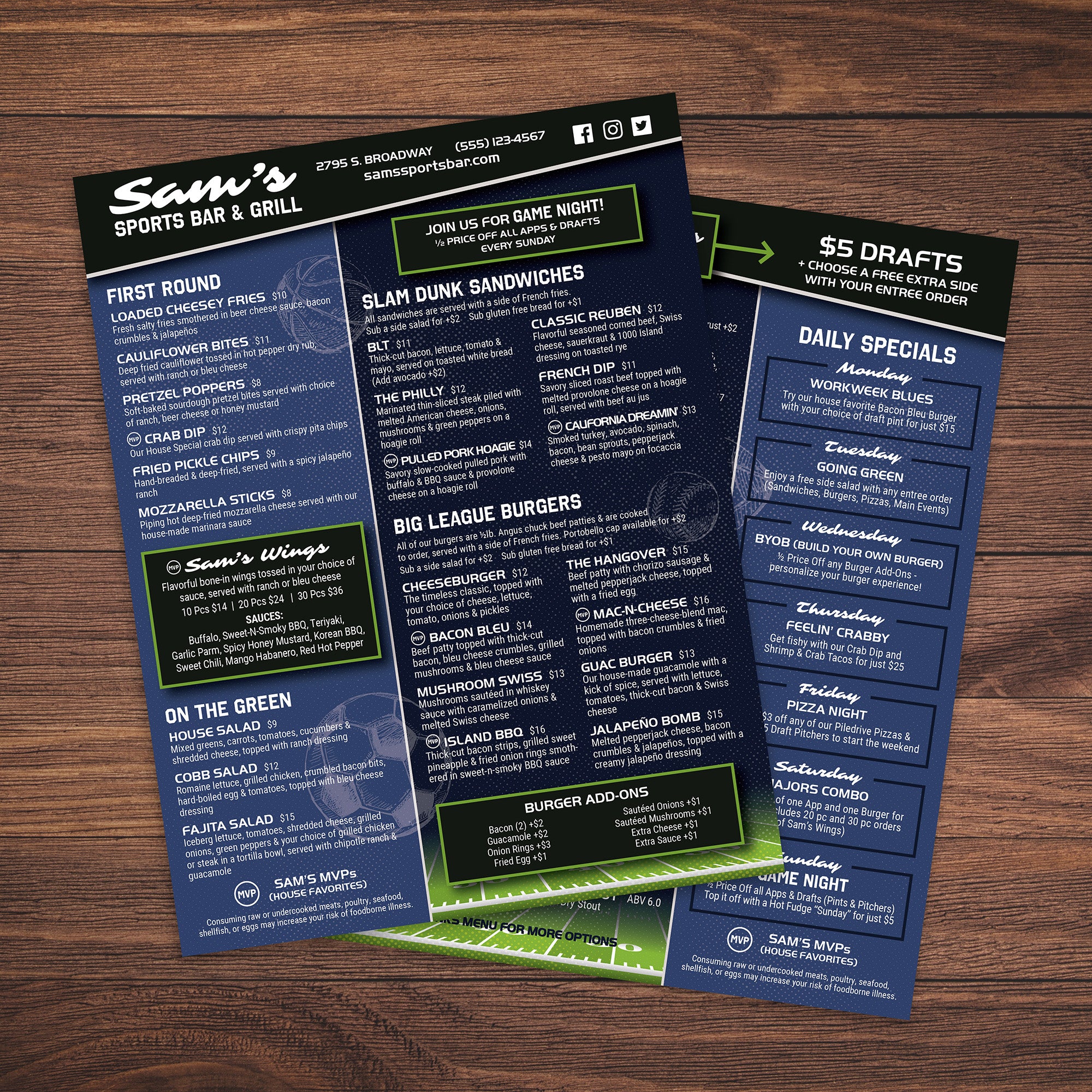 Sports Bar Template 8.5" x 11" - TerraSlate Inc.