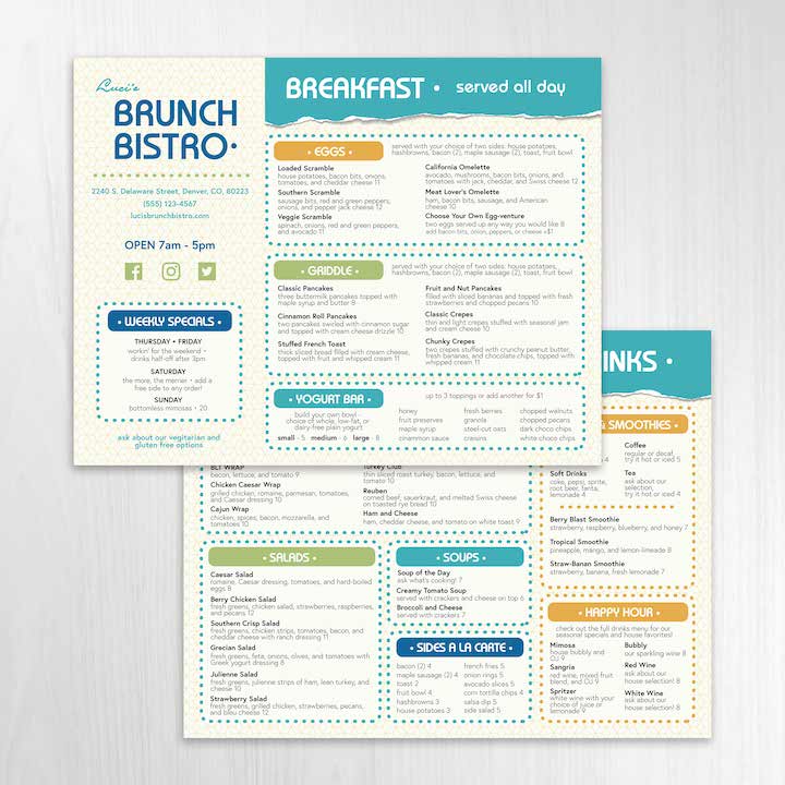 Modern Bistro Menu Template 8.5" x 11" - TerraSlate Inc.