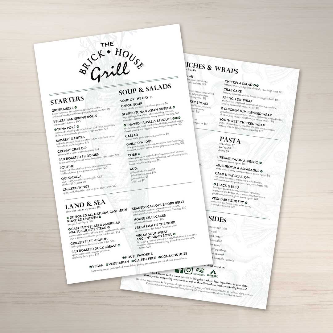 Waterproof Flat Table Menus 8.5" x 14” - TerraSlate Inc.