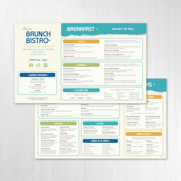 Modern Bistro Menu Template 8.5" x 14" - TerraSlate Inc.