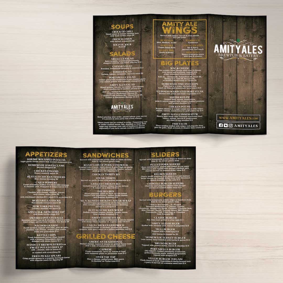 8.5" x 14" Tri-Fold Waterproof Menus - TerraSlate Inc.