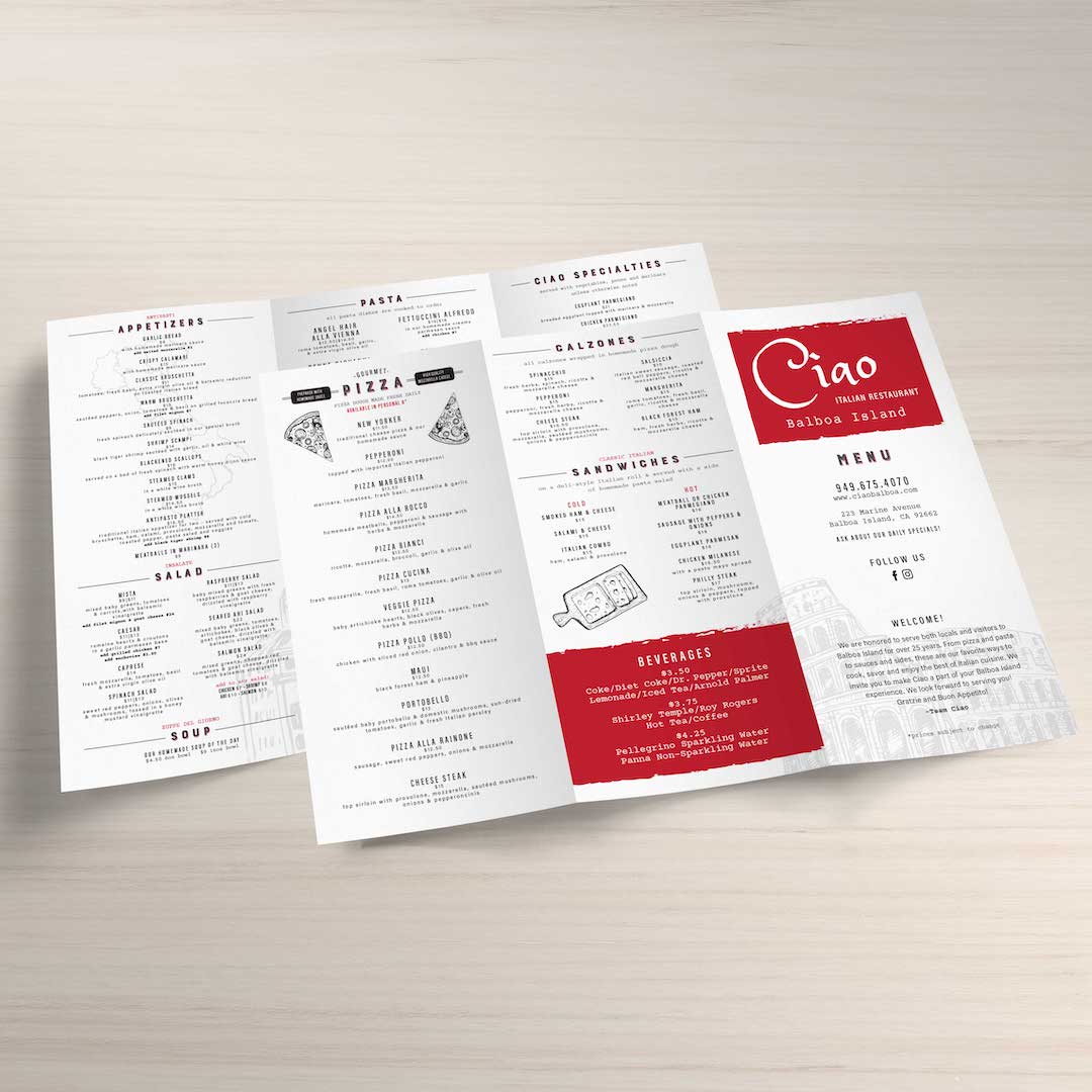 8.5" x 14" Tri-Fold Waterproof Menus - TerraSlate Inc.
