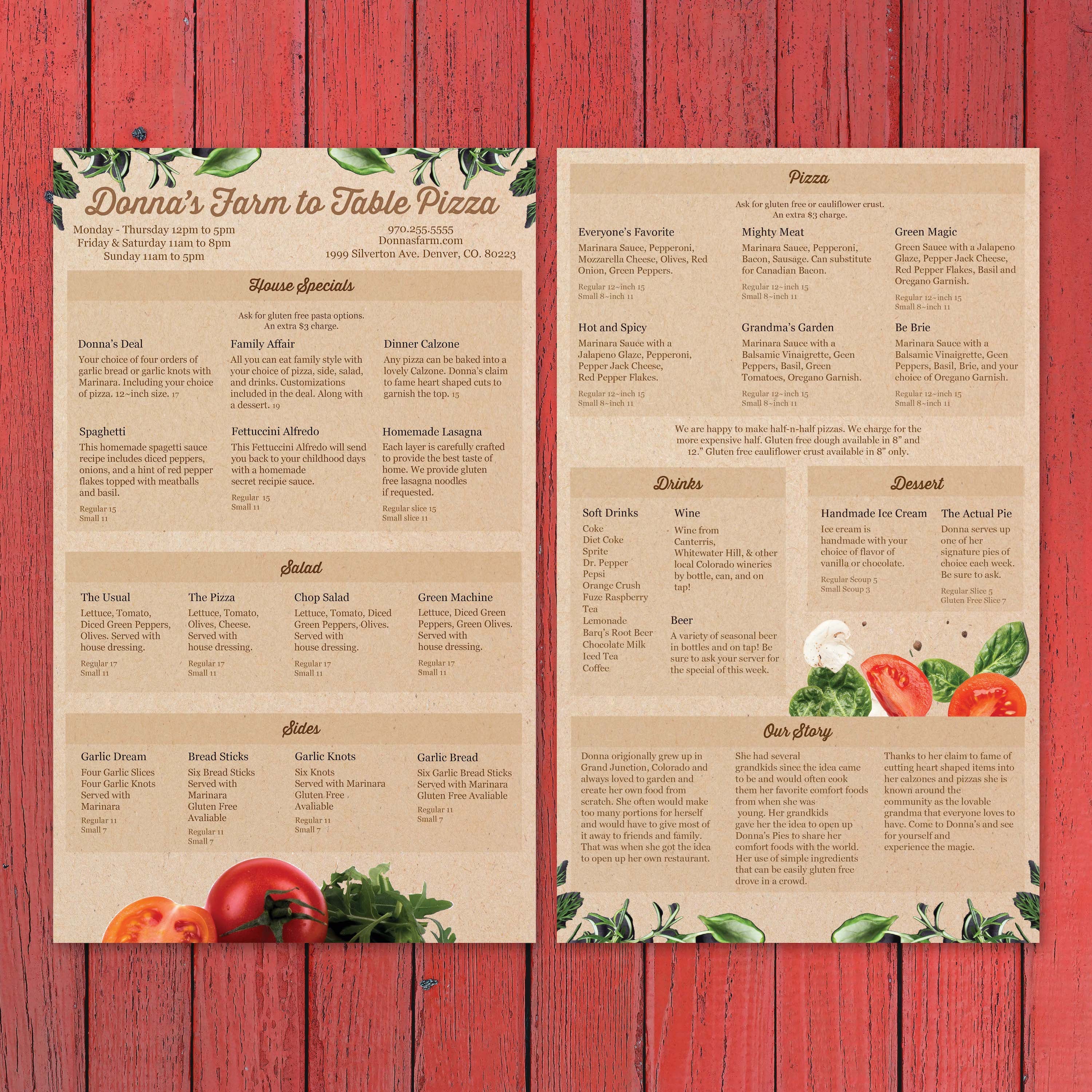 Farm to Table Pizza Menu Template 8.5" x 14" - TerraSlate Inc.