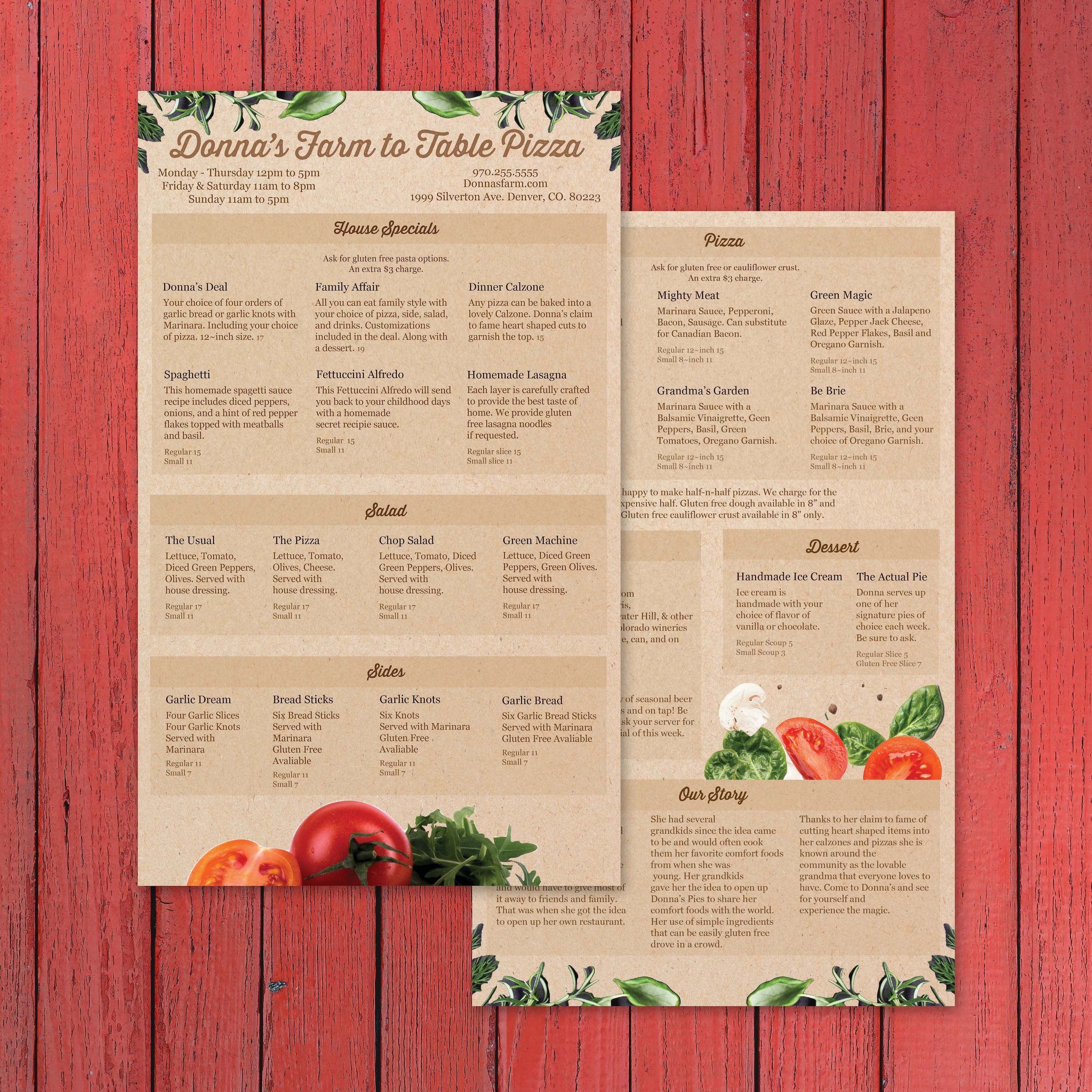 Farm to Table Pizza Menu Template 8.5" x 14" - TerraSlate Inc.