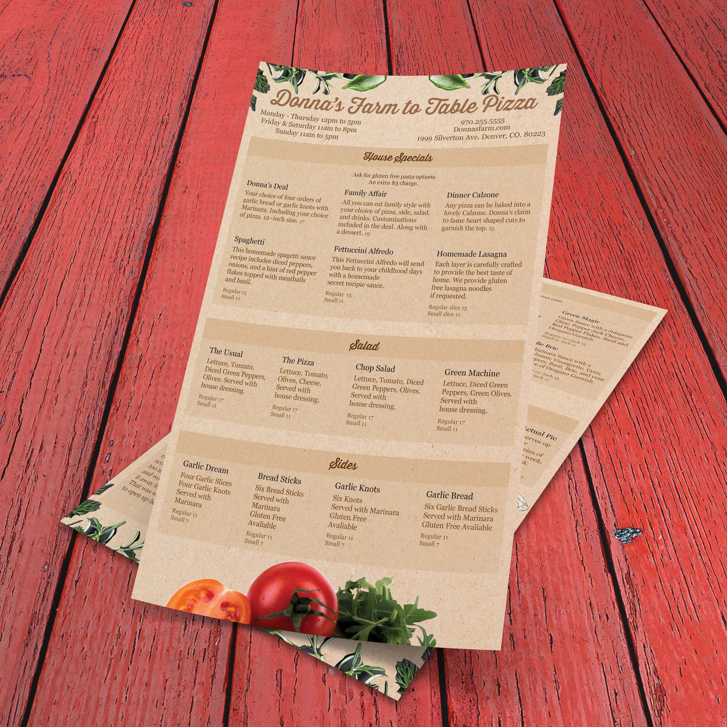 Farm to Table Pizza Menu Template 8.5" x 14" - TerraSlate Inc.