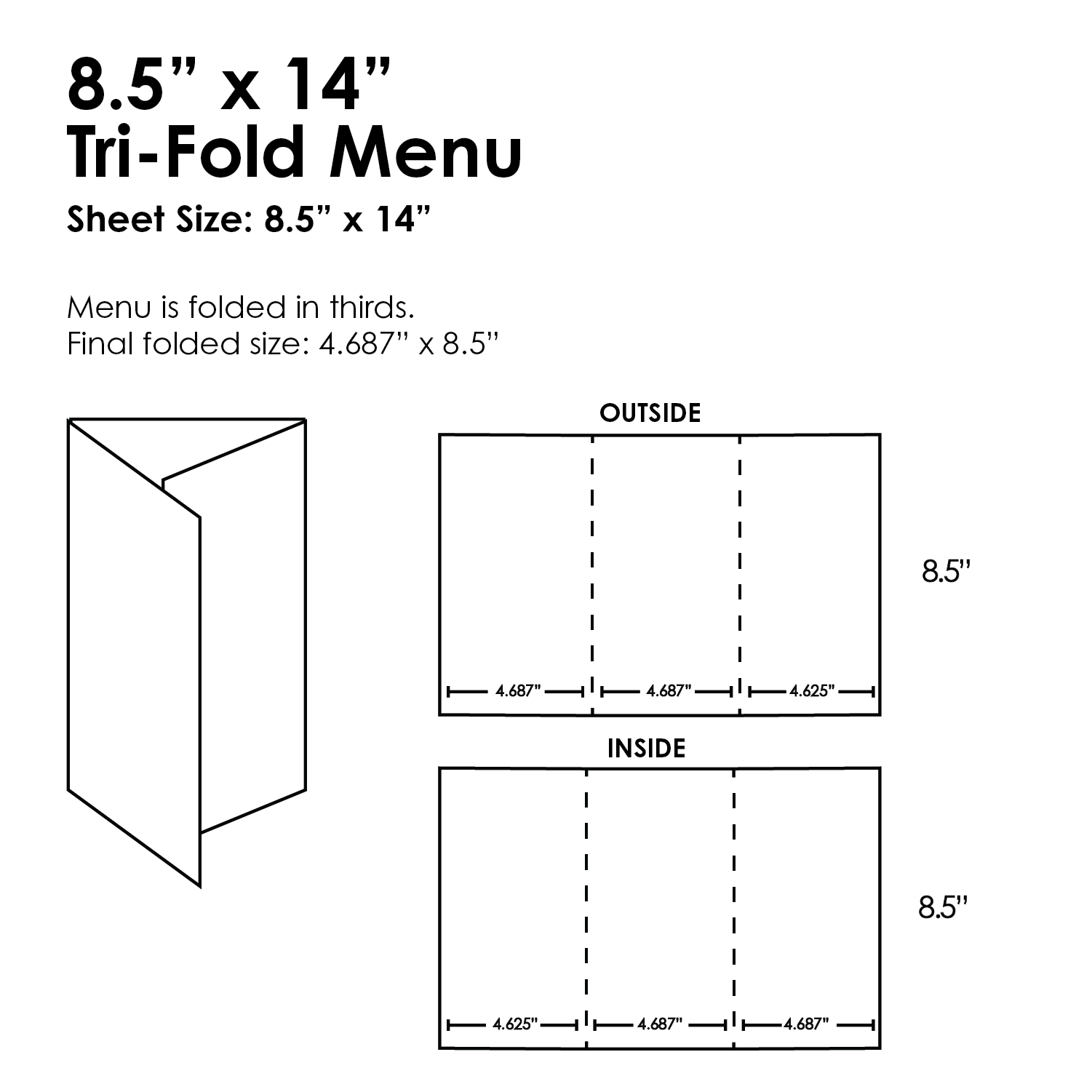 8.5" x 14" Tri-Fold Waterproof Menus - TerraSlate Inc.