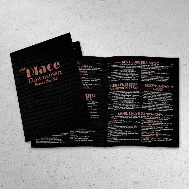 8.5" x 14" Bi-Fold Waterproof Menus - TerraSlate Inc.