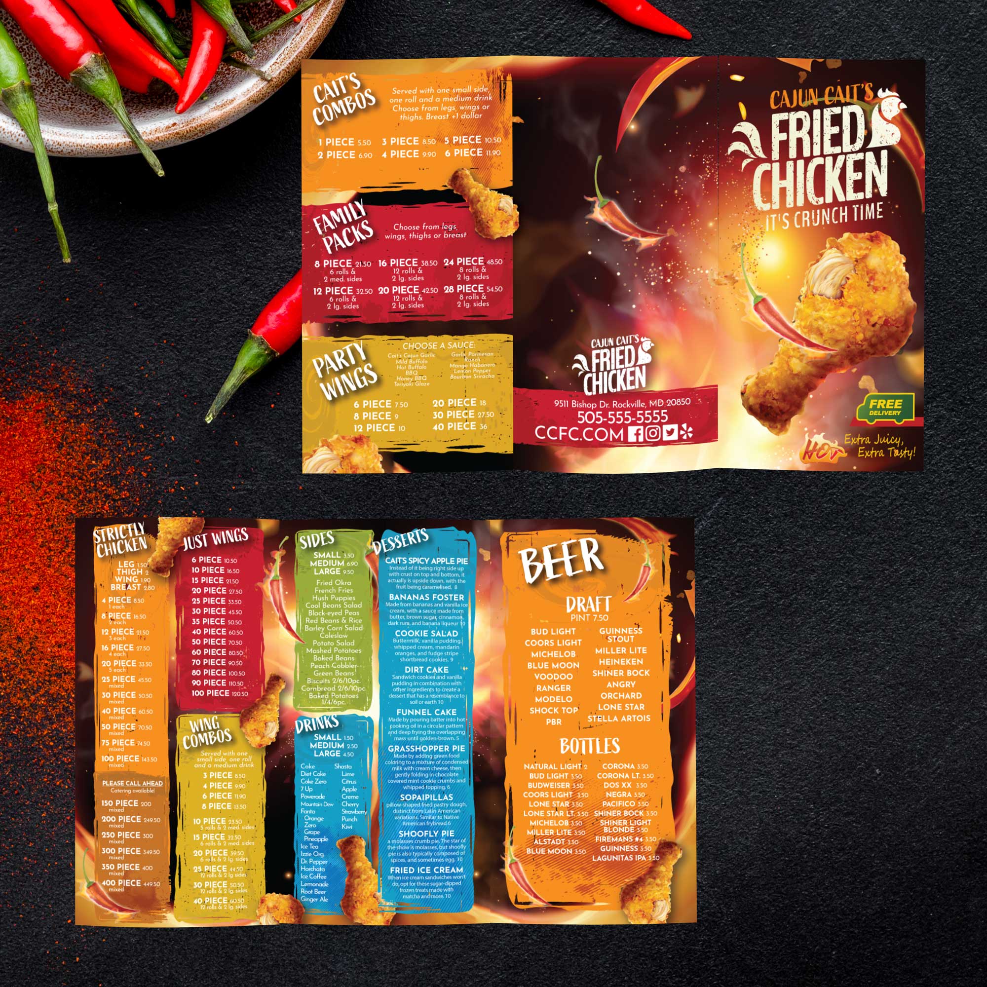 Fried Chicken Template 11" x 17" Trifold - TerraSlate Inc.