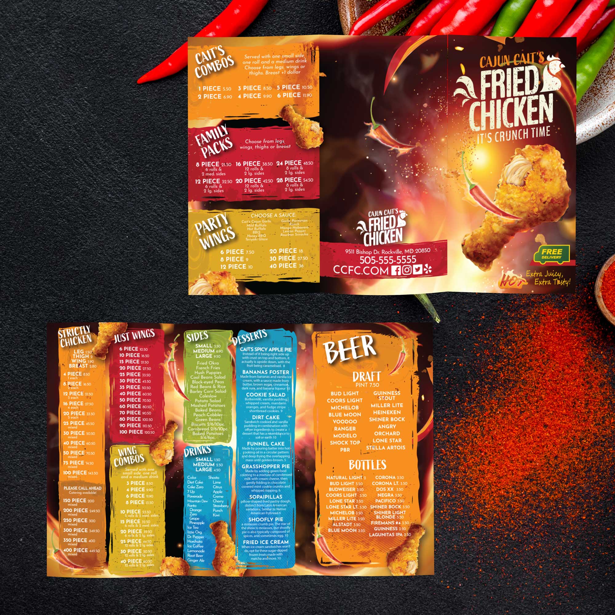 Fried Chicken Template 11" x 17" Trifold - TerraSlate Inc.