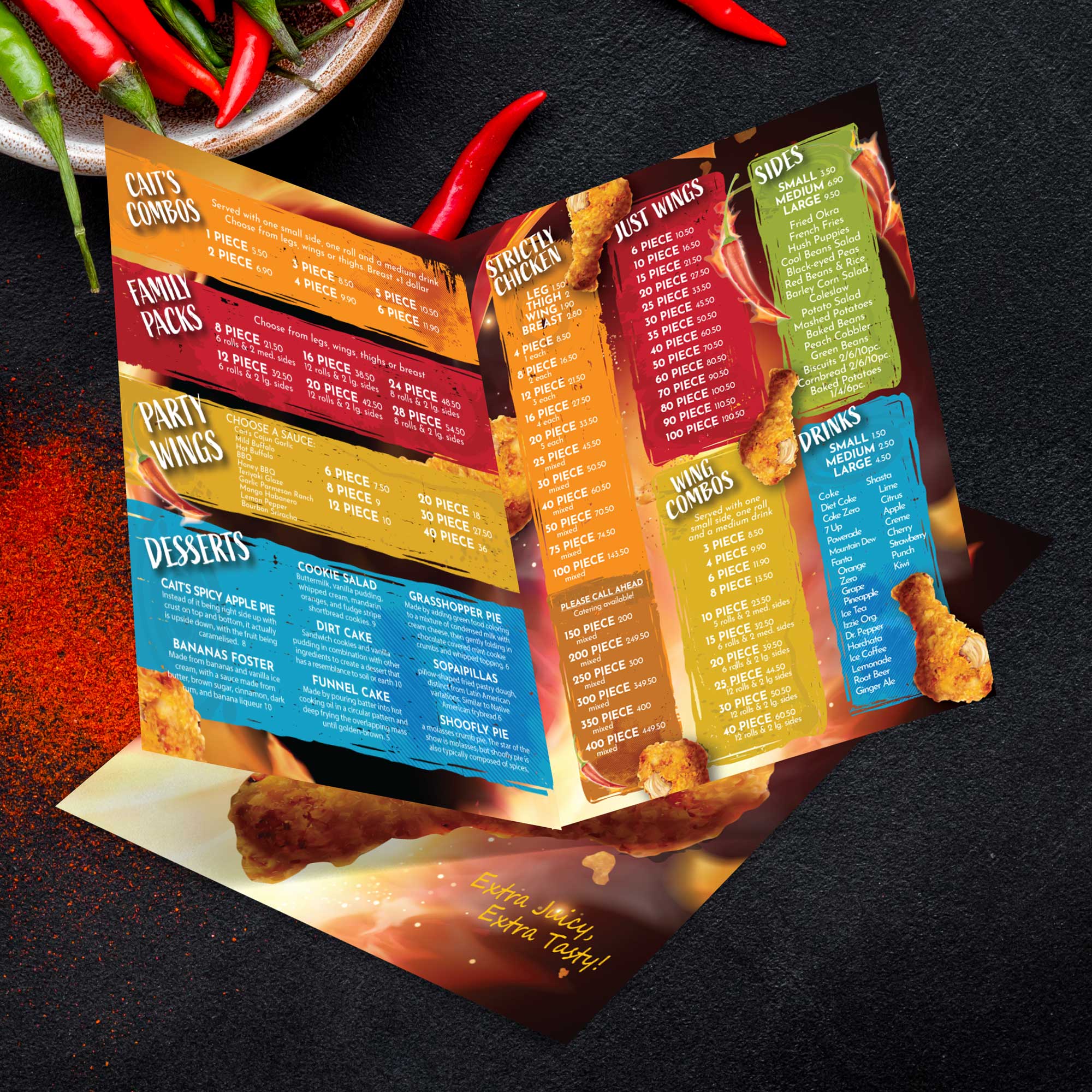 Fried Chicken Template 12" x 18" Bifold - TerraSlate Inc.