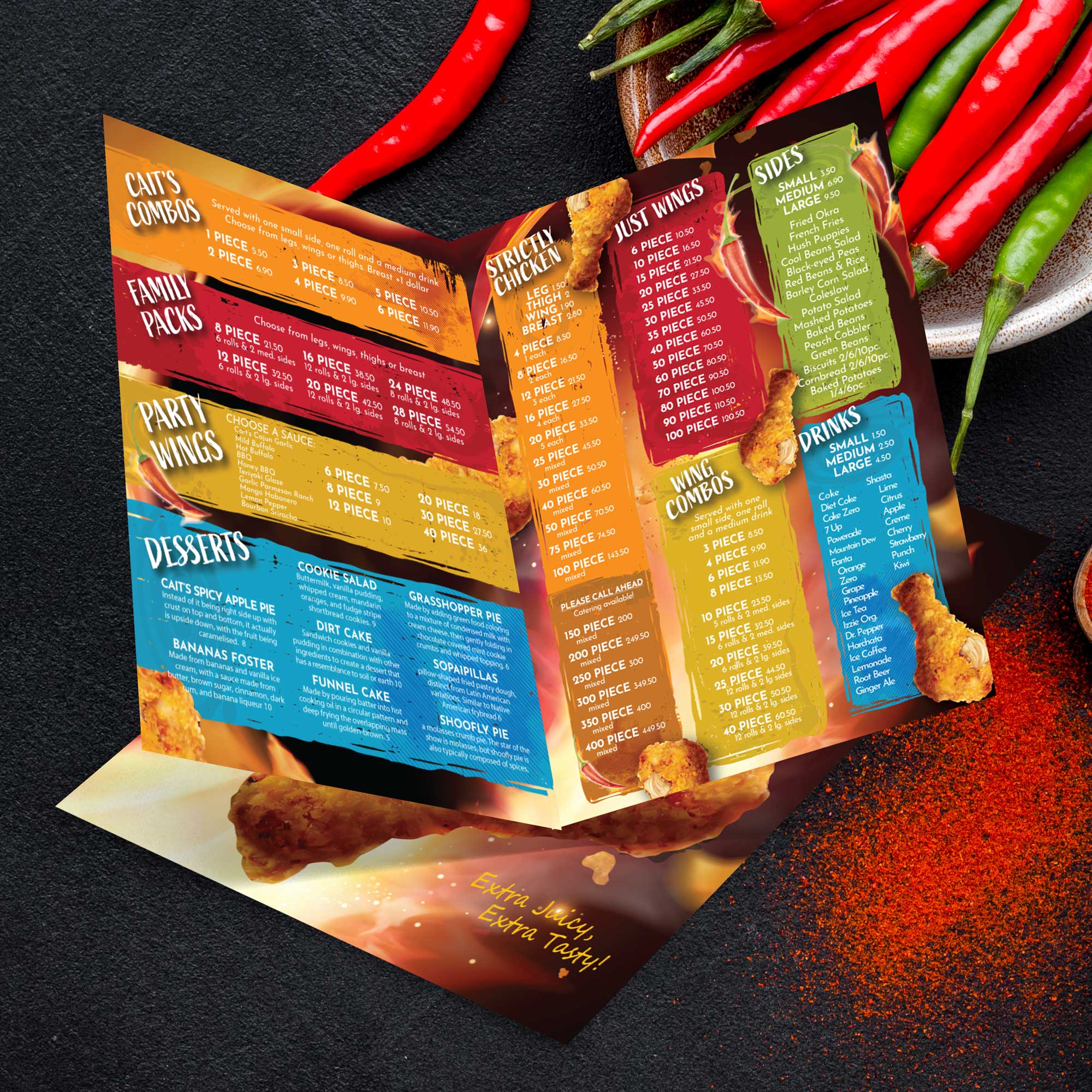 Fried Chicken Template 12" x 18" Bifold - TerraSlate Inc.