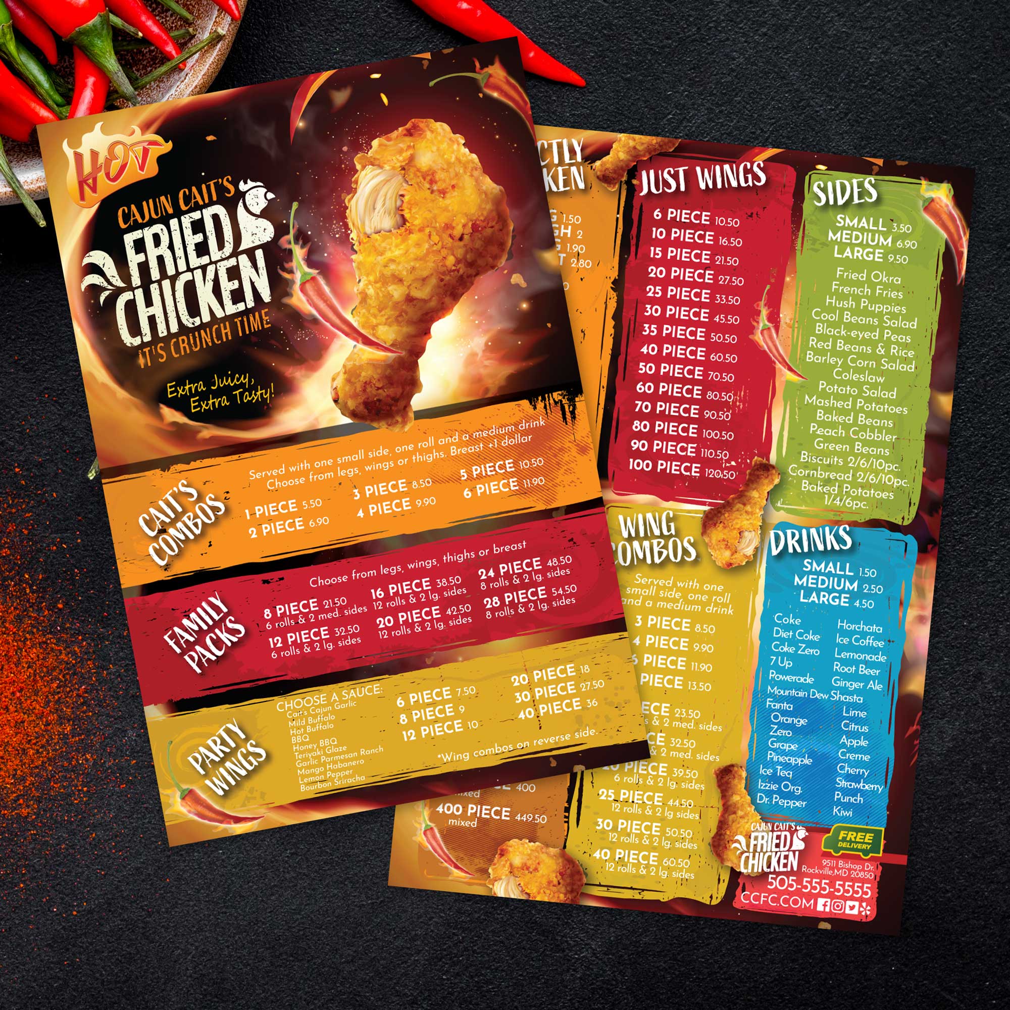 Fried Chicken Template 12" x 18" - TerraSlate Inc.