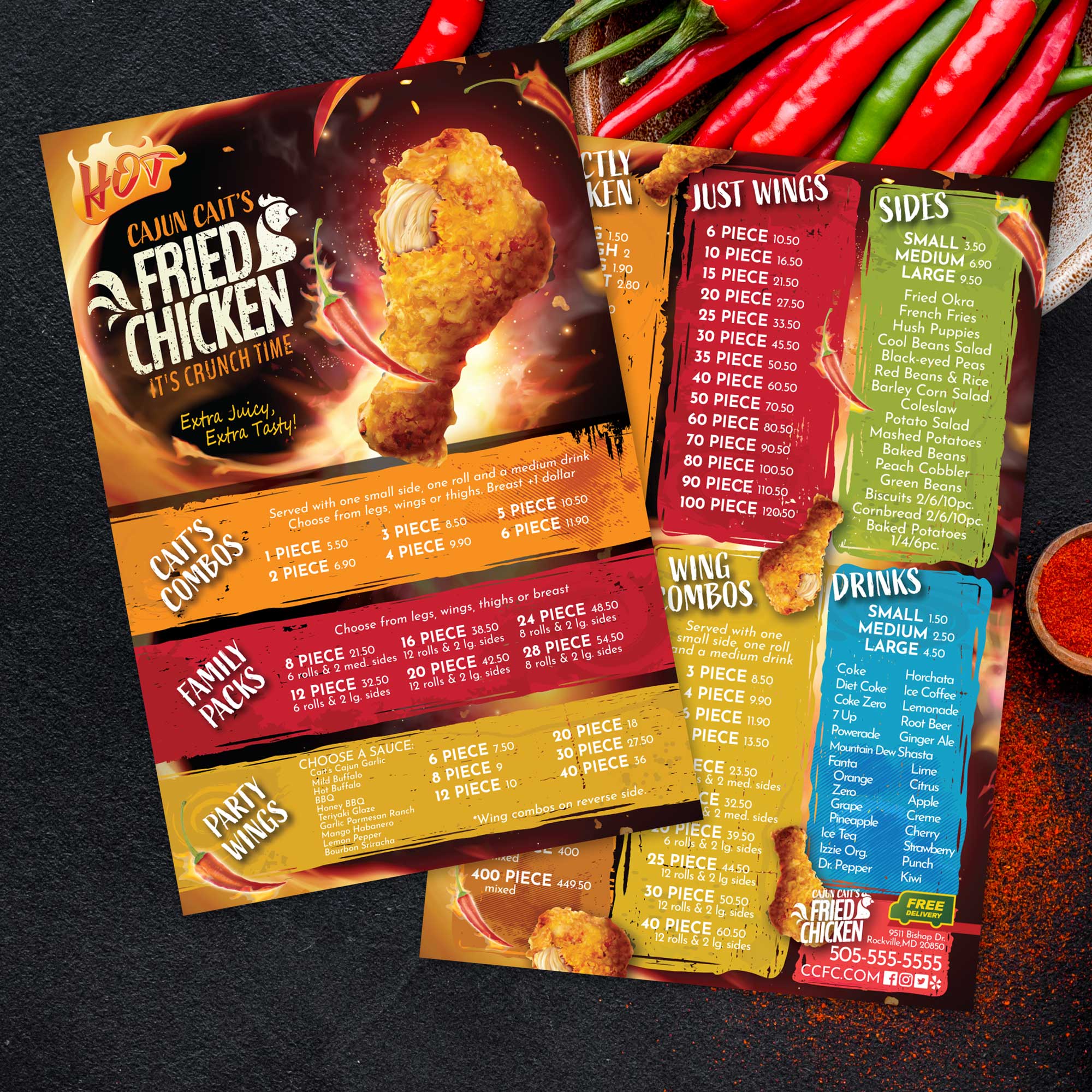 Fried Chicken Template 12" x 18" - TerraSlate Inc.