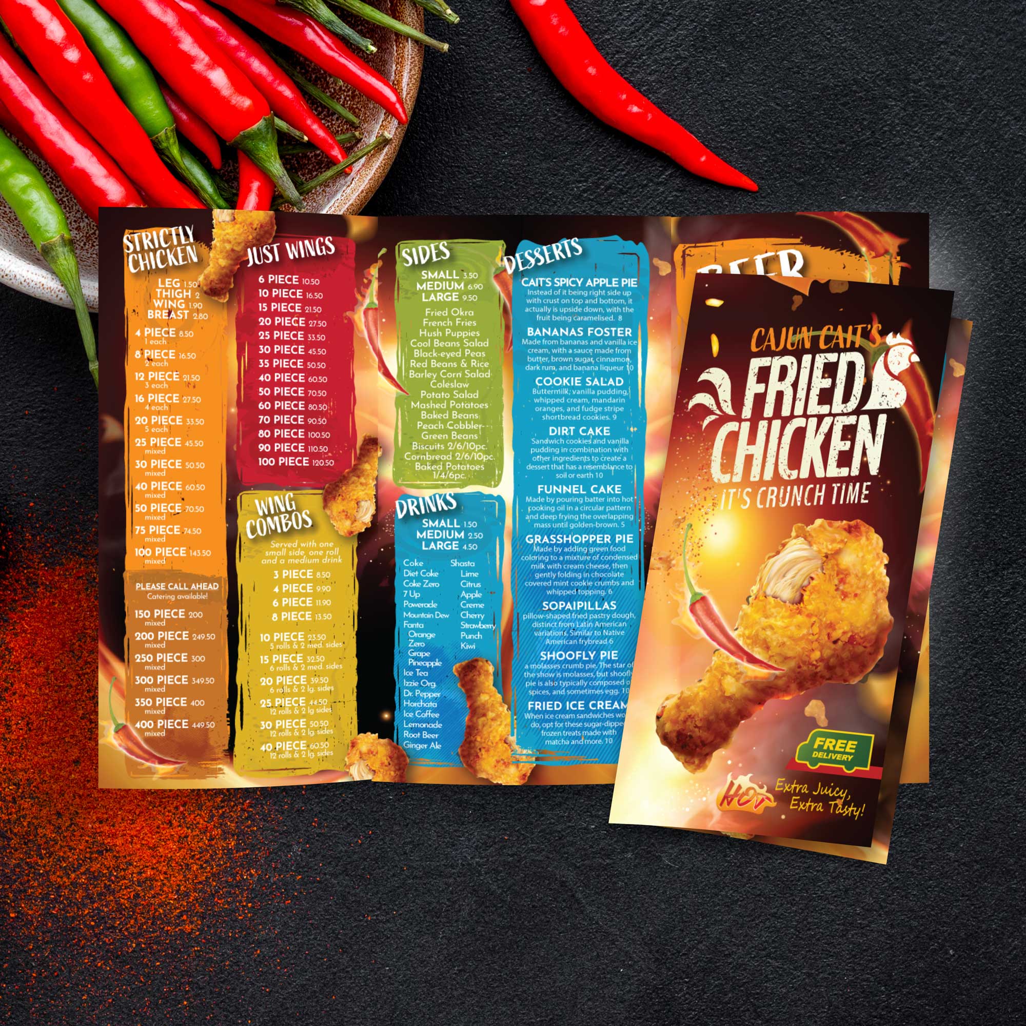 Fried Chicken Template 12" x 18" Trifold - TerraSlate Inc.